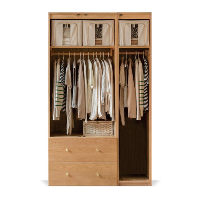 47.2×23.2×78.7 inch / 120×59×200 cm / natural wood color / drawer rattan door wardrobe