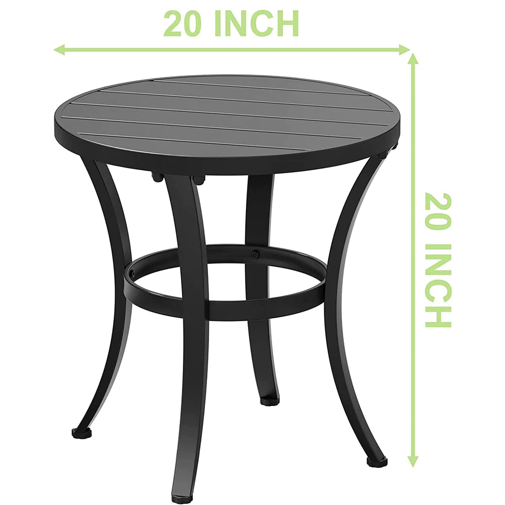 Round Metal Outdoor Dining Table - Rust-Resistant Patio Side Table for Garden, Deck, and Backyard Gatherings