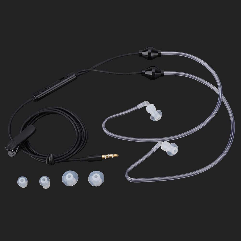 Professional 3.5mm Walkie Talkie Earpiece with Microphone - Noise Cancelling Radio Headset with Acoustic Tube, CTIA/OMTP Stereo Mode & Radiation Protection - Ideal for Security, Construction, Event Staff & Outdoor Activities (1M, Black)