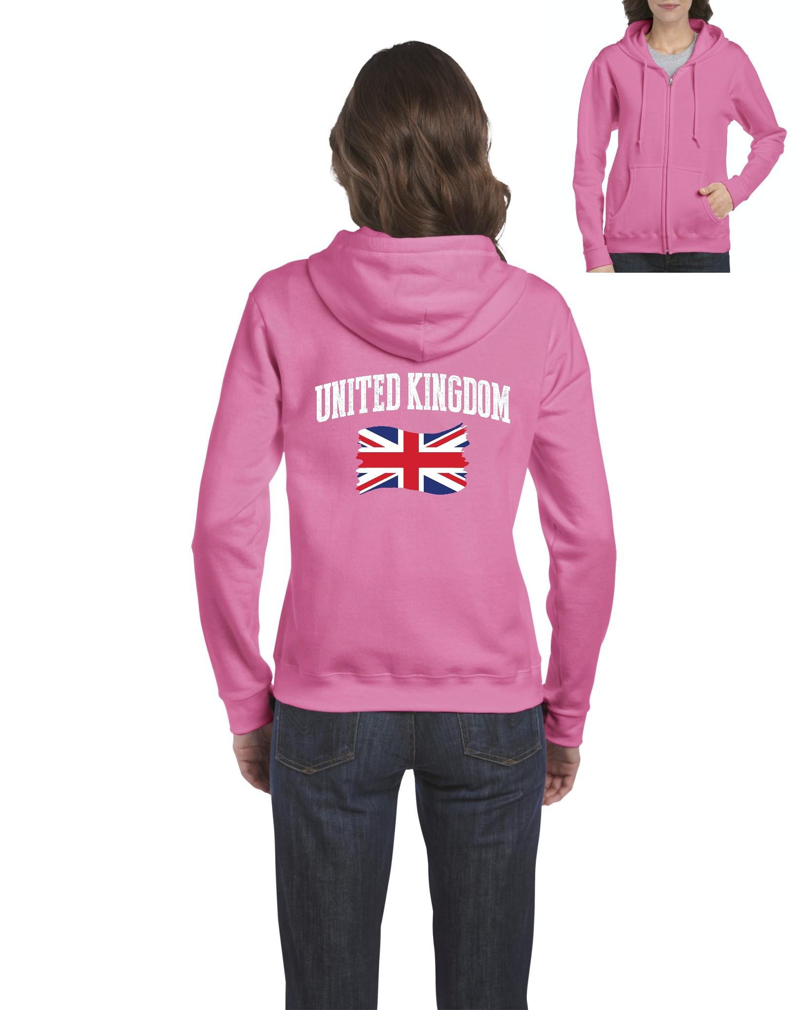 UK Flag Zip Up Sweater for Women - Stylish British Travel Gift & Casual Wear for Outings & Holidays