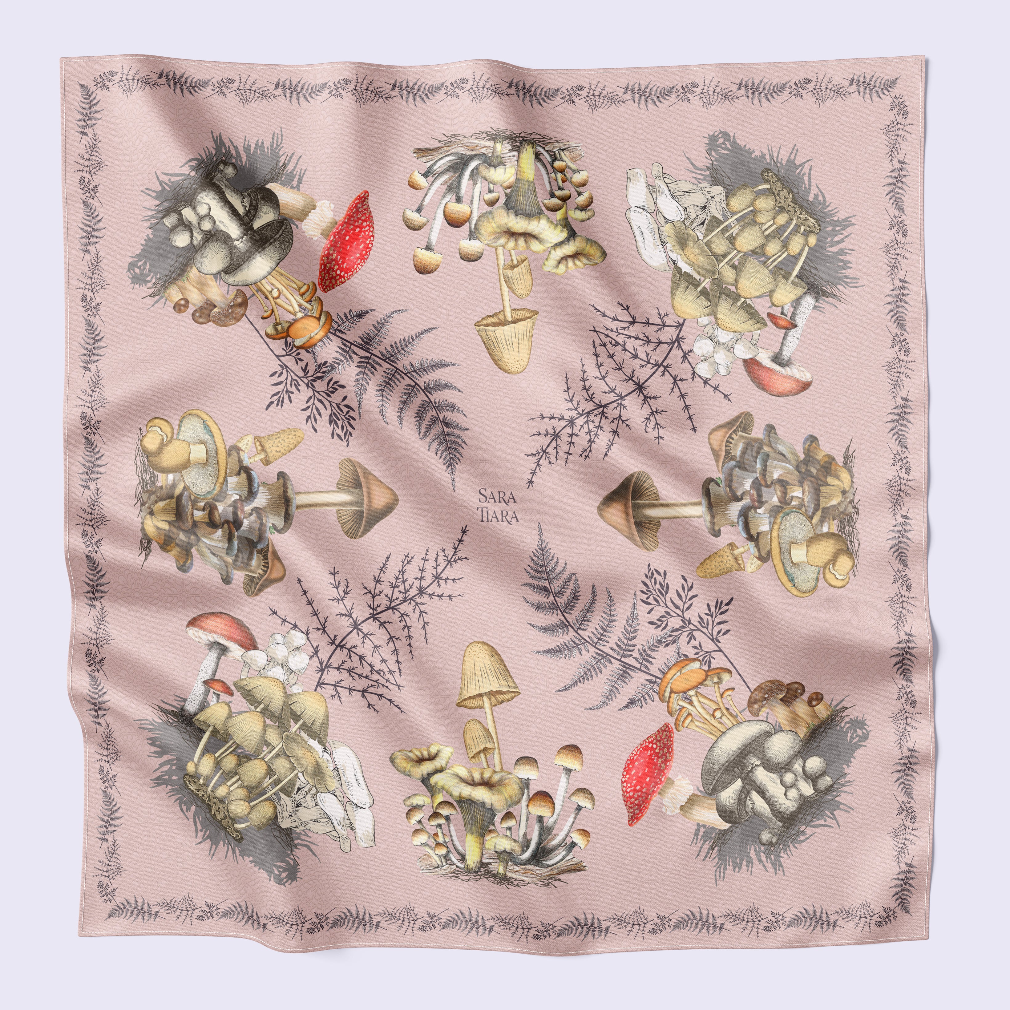 Stylish Large Square Scarf with Double-Sided Mushroom Print - Perfect for Women's Fashion Accessories, Autumn Outfits & Boho Chic Style
