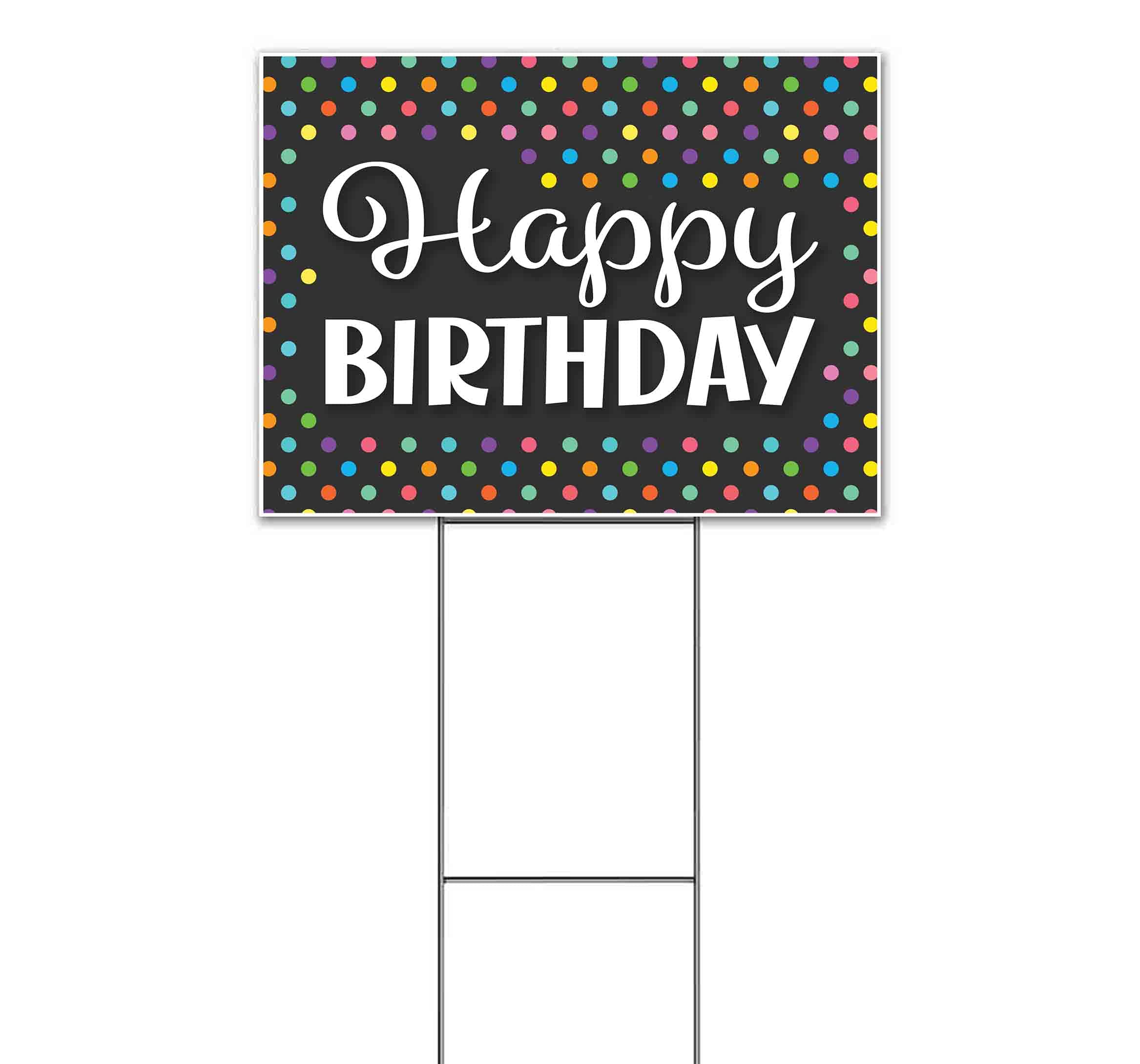 Happy Birthday Yard Sign 18x24 Inches - Metal Step Stake Included | Bulk Discounts & Multi-Packs | Outdoor Party Decorations | Perfect for Birthdays, Anniversaries & Celebrations | Made in USA
