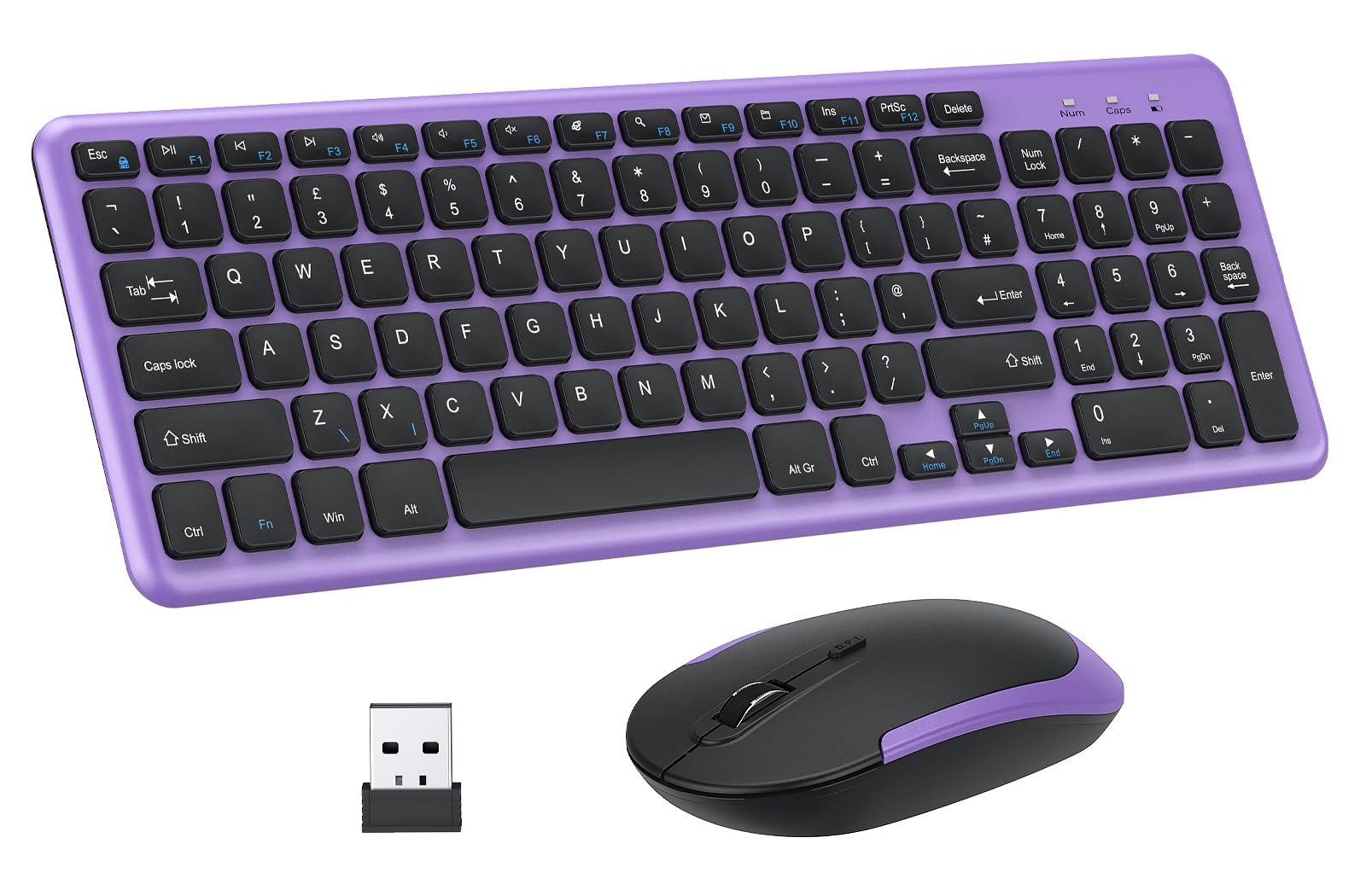 Wireless Keyboard and Mouse Combo - 2.4GHz Ergonomic Slim USB Set with Receiver for Windows PC/Laptop - QWERTY UK Layout - Perfect for Home Office, Gaming & Productivity