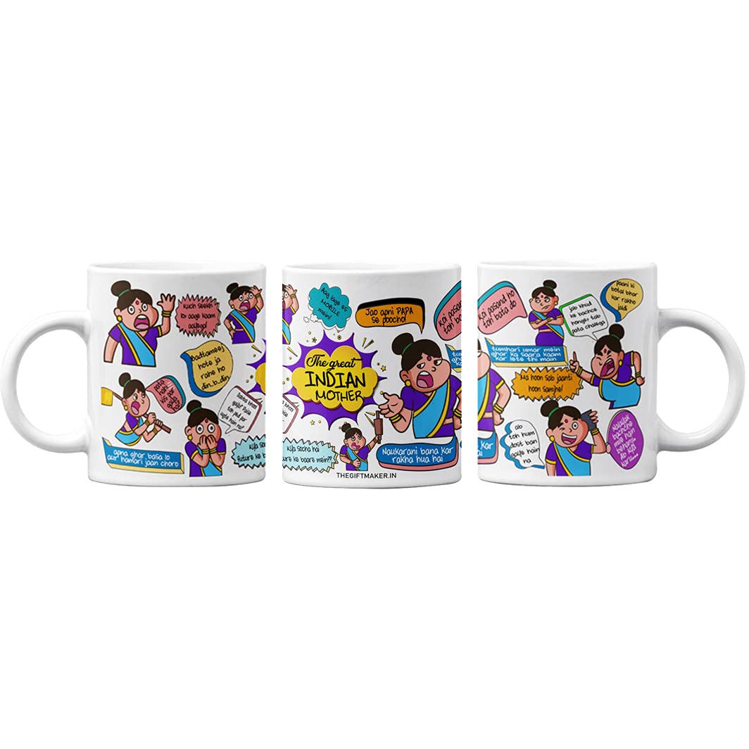 The Great Indian Mother Mug - Perfect Gift for Mom, Aayi, Ammi | Ideal for Birthday, Mother's Day & Daily Coffee Use | Ceramic Coffee Cup for Home, Office & Gifting