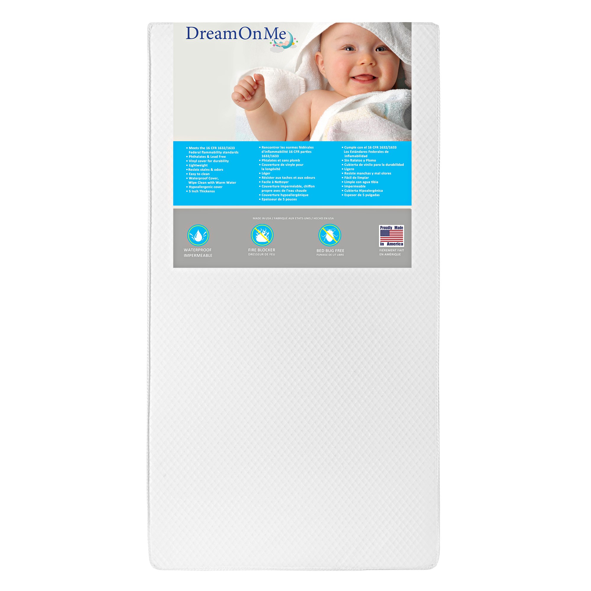 Dream On Me Lullaby 2-Sided Crib & Toddler Mattress - 224 Coil Support System (155-224) for Baby & Kids - Perfect for Nursery, Daycare & Travel Cribs