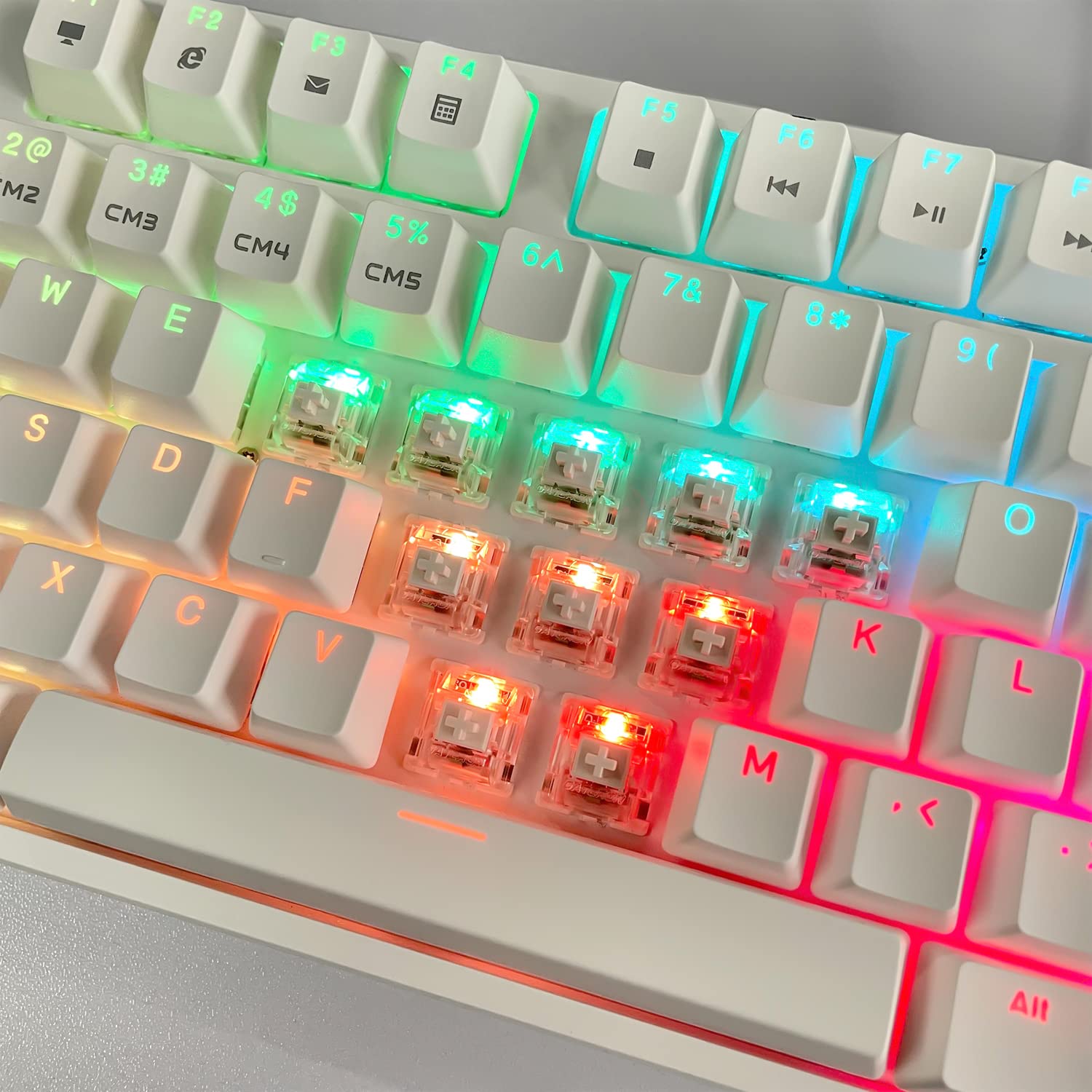 Gateron G White Pro Switches - 72pcs Linear RGB for Gaming Keyboard - Smooth Typing & Gaming