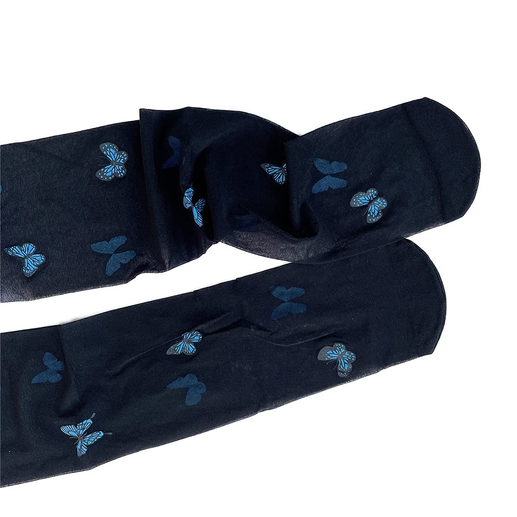 MYBOON Women's Blue Butterfly Tights - Ultra-Thin Sheer Socks for Lolita Fashion & Cosplay