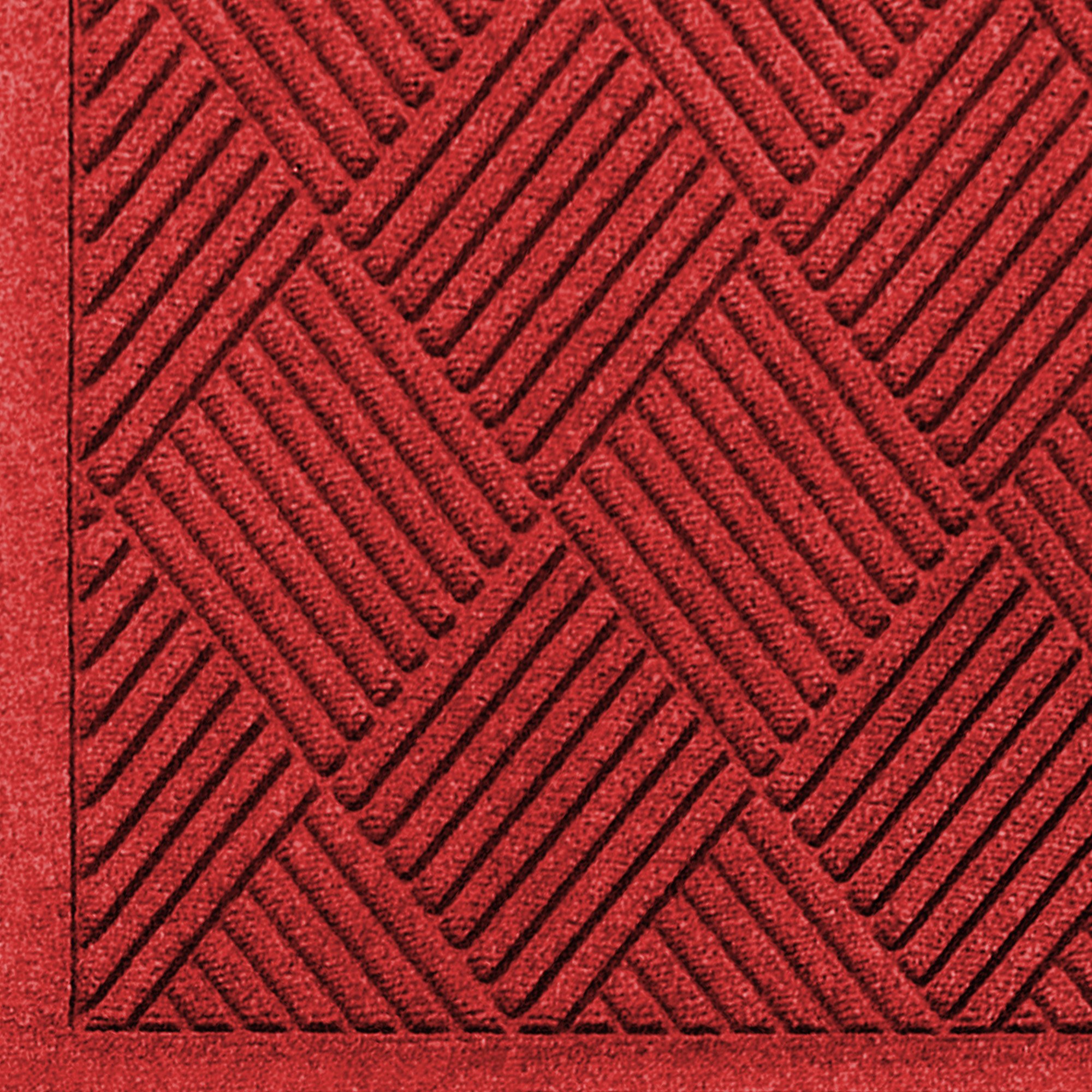 Premium M+A Matting WaterHog Diamond Commercial-Grade Entrance Mat with Fabric Border – Indoor/Outdoor Quick-Drying Stain-Resistant Doormat (Solid Red, 3' x 10') for High-Traffic Entries, Offices, and Homes