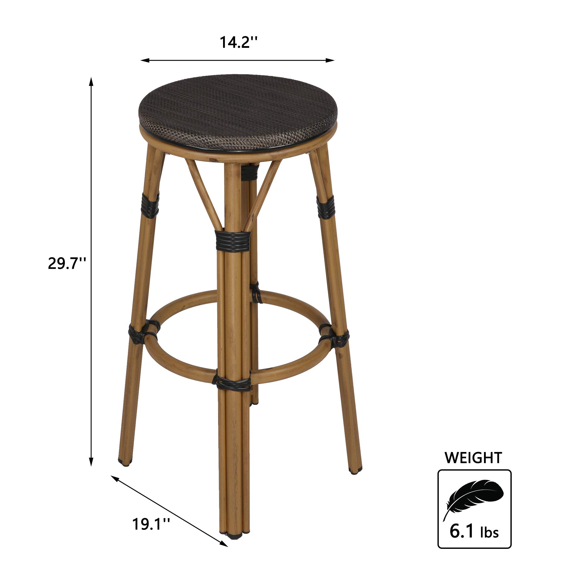 LUCKYERMORE Set of 2 Modern Kitchen Counter Stools with Foot Plate - Black Textile Fabric Bar Height Dining Chairs for Breakfast Nook, Kitchen Island & Home Bar Seating