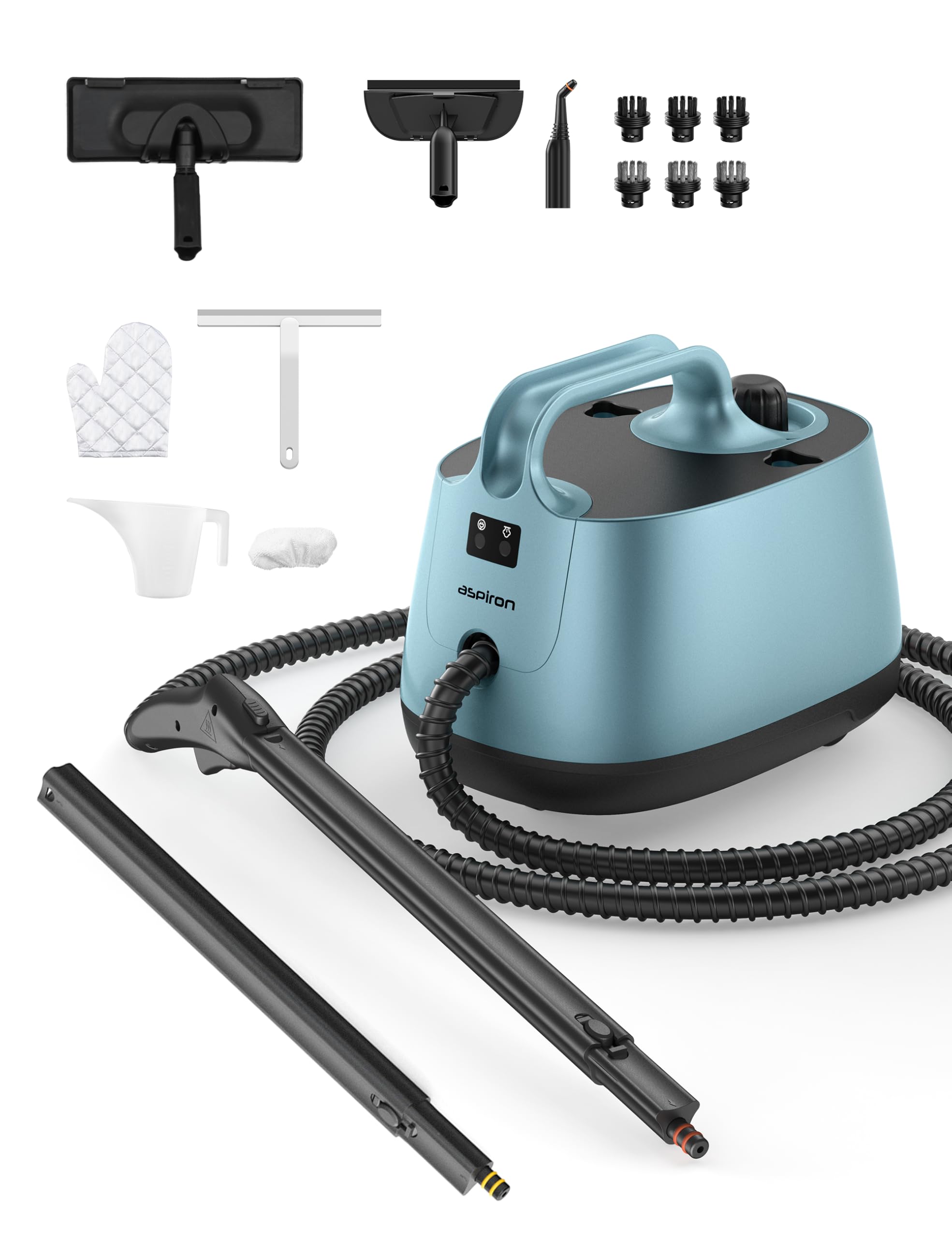 **Aspiron 1500W Multipurpose Portable Steam Cleaner - 1.5L Capacity with 21 Accessories for Carpet, Upholstery, Floors, Kitchen & Tiles | Chemical-Free Deep Cleaning | Perfect for Home, Car & Pet Stain Removal**