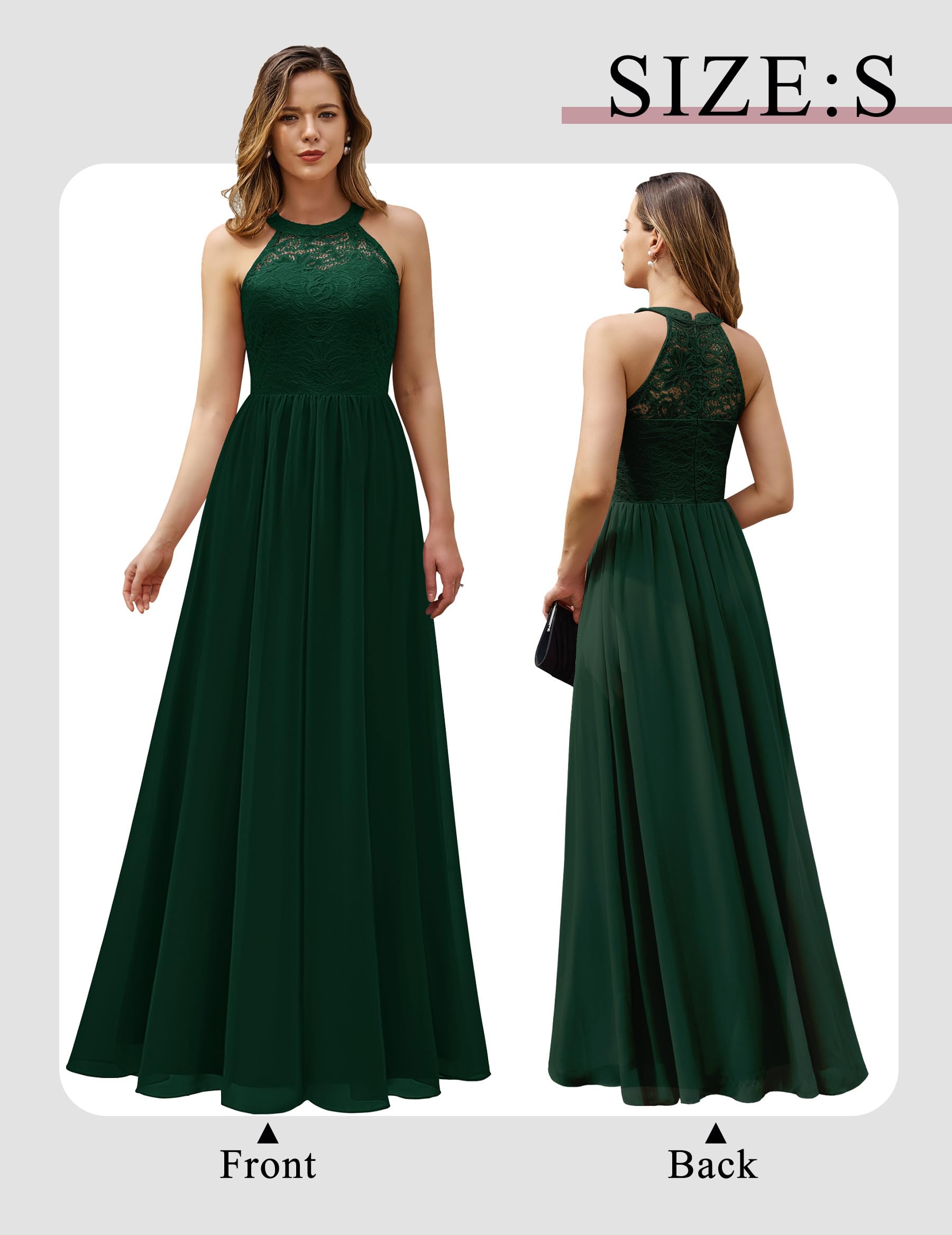 Wedtrend Women's Formal Halter Long Prom Dress - Floral Lace Bridesmaid Gown for Wedding, Evening Party & Special Occasions