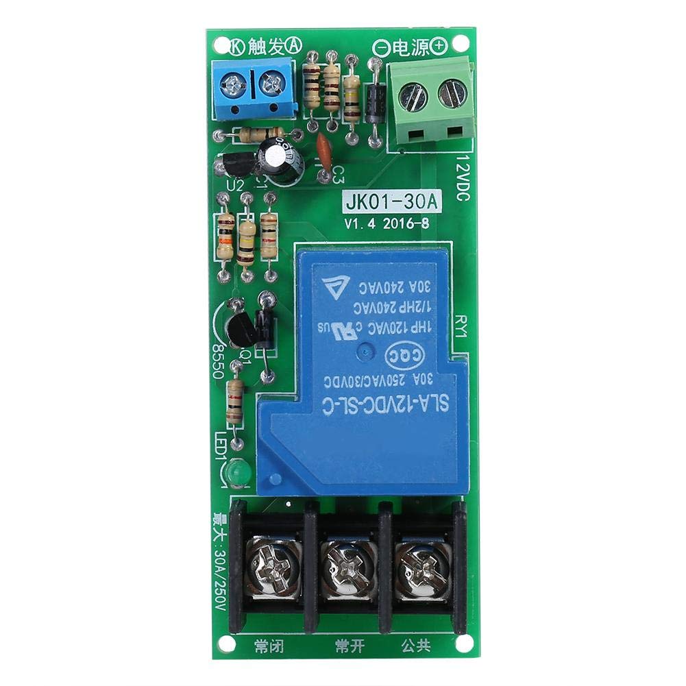 12V DC Adjustable Delay Timer Switch Module (0-60min) - 250VAC/30VDC 30A Optocoupler Relay for Home Automation, Industrial Control & DIY Projects