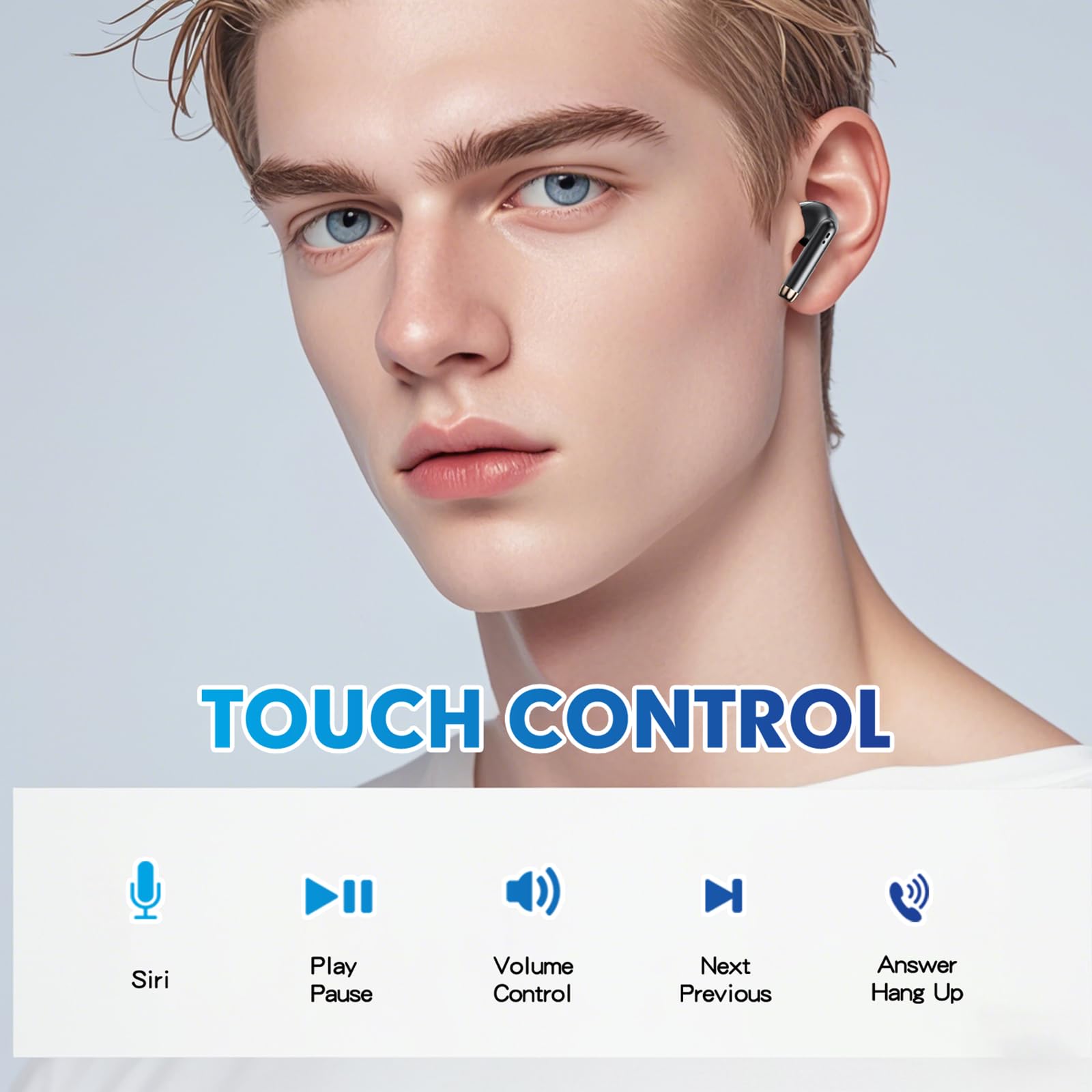 True Wireless Earbuds Bluetooth 5.3 with Microphone, Noise Cancelling & Deep Bass - TWS Wireless Earphones with Charging Case for iPhone & Android (Black) | Perfect for Workouts, Running, Gym & Commuting
