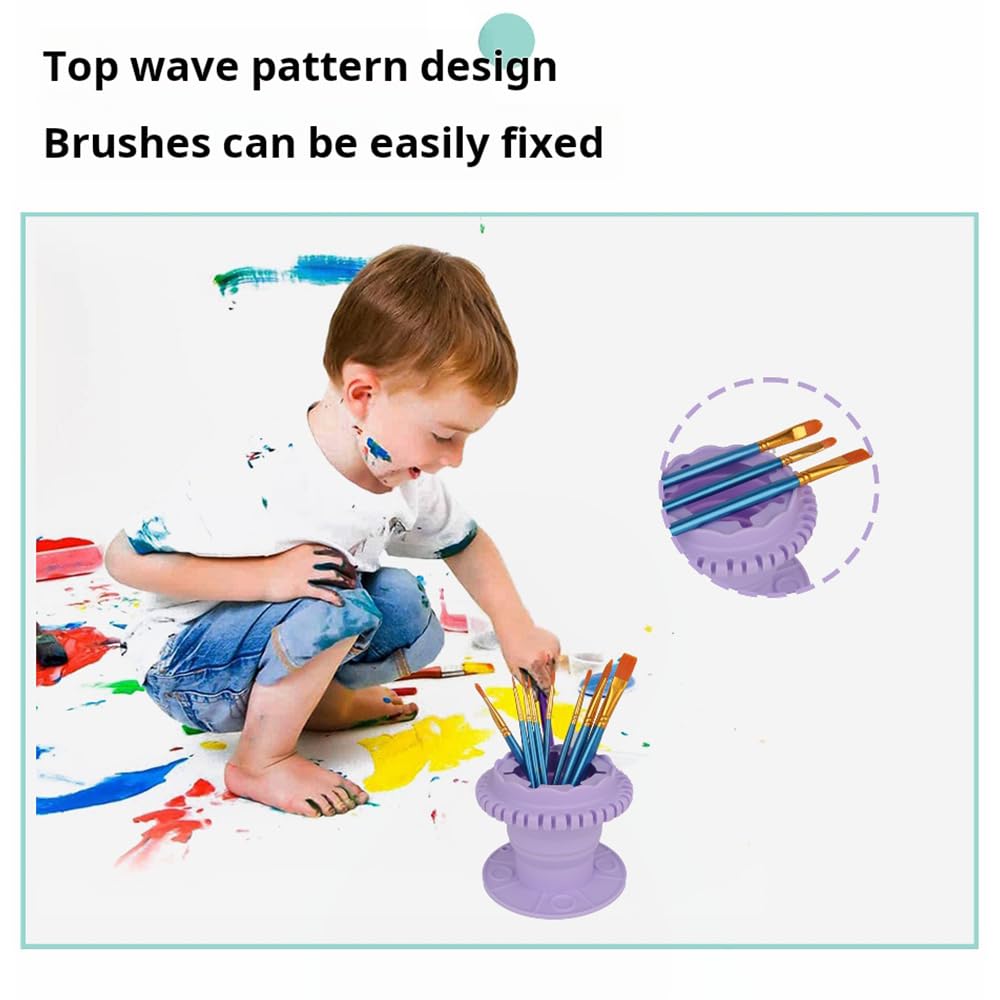 Collapsible Silicone Brush Cleaning Rinse Cup with Palette - Portable Paint Brush Holder for Acrylic, Watercolor & Oil Painting - Perfect for Artists, Students & DIY Projects (Pink)