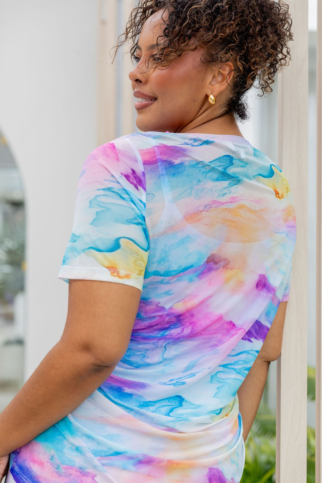 Darla Mesh Top for Women - Breathable Ocean Blue Summer Blouse | Perfect for Beach, Party & Casual Outfits