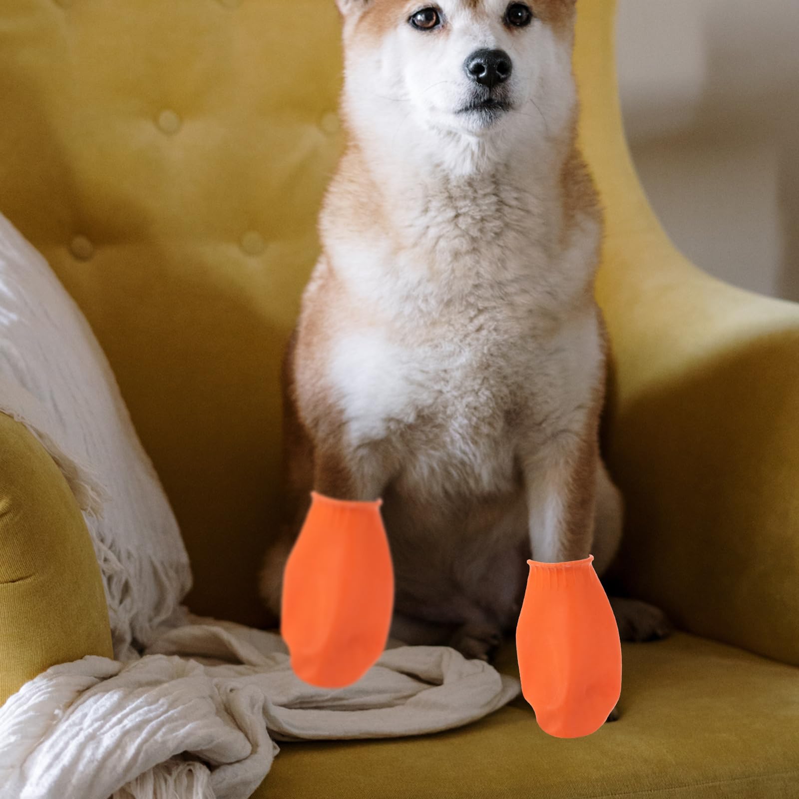 Hemobllo Waterproof Dog Boots for Small Dogs - 4Pcs Rubber Rain Shoes with Paw Protection for Pets (Orange, Size S) - Ideal for Rainy Days, Snow & Outdoor Adventures