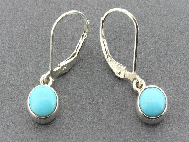 7mm Bezel Earrings - Turquoise & Sterling Silver Dangle Earrings for Women | Perfect for Casual Wear, Parties & Special Occasions