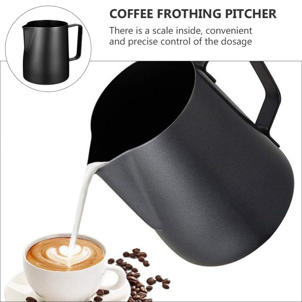 DOITOOL 12oz Stainless Steel Milk Frothing Pitcher - 350ML Barista Coffee Frother Cup for Latte Art, Cappuccino & Hot Chocolate with Art Pen - Perfect for Home Coffee Makers & Professional Baristas