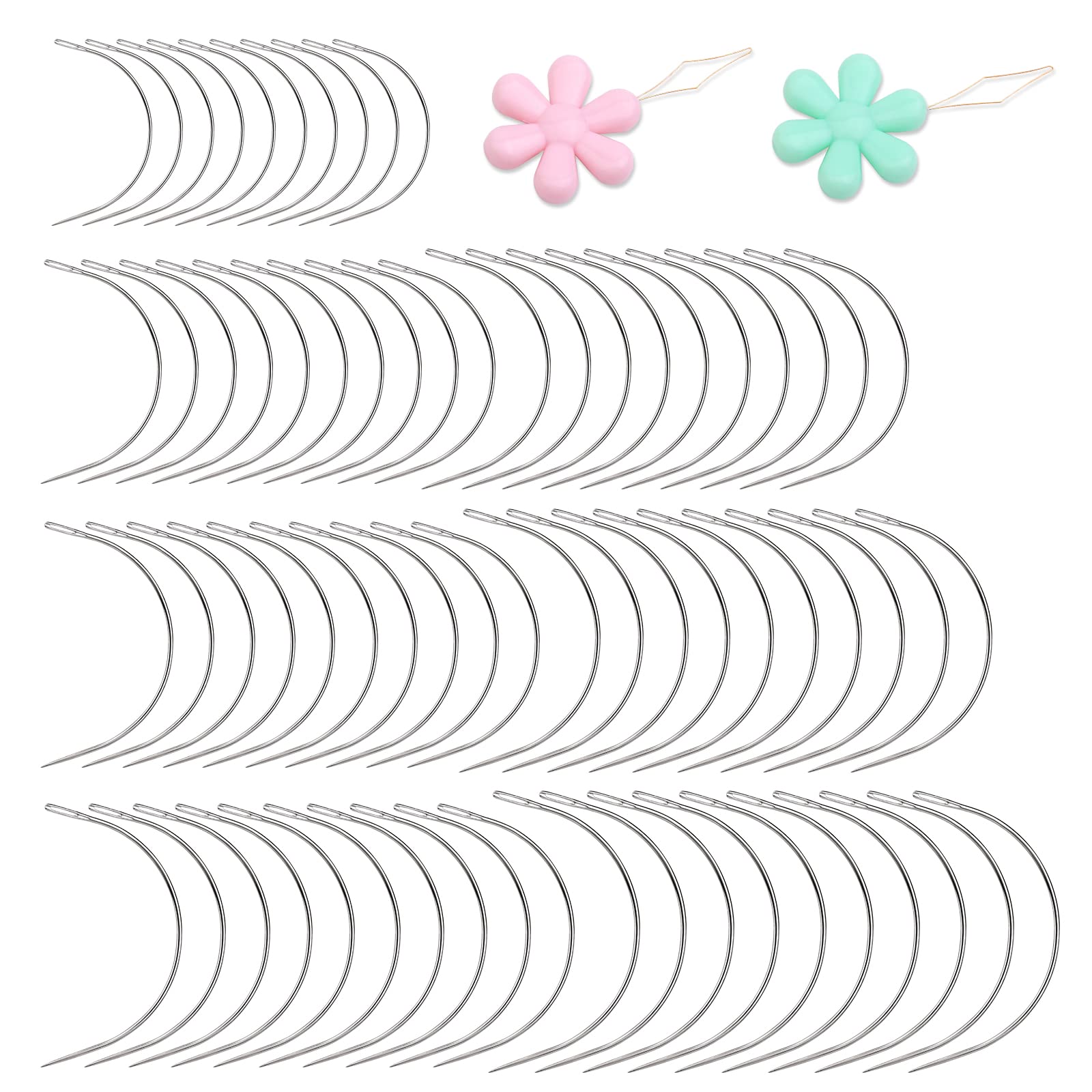 70 Pcs Curved Sewing Needles Set - 7 Sizes Leather Upholstery Needles for Hand Sewing, Embroidery, Weaving | Perfect for Leather Craft, Carpet Repair, Canvas Projects & Wig Making (DIY, Home Repair, Costume Design)