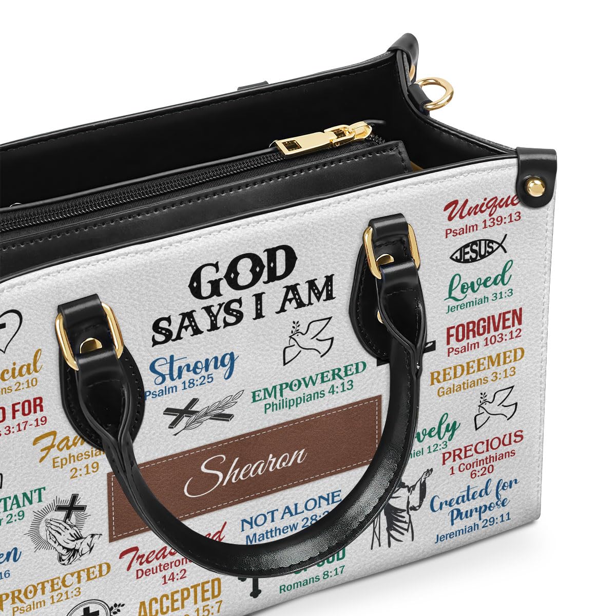 Personalized Leather Handbags for Women - Custom Name & Monogram - Best Christmas & Christian Gifts - Perfect for Church, Work, and Special Occasions