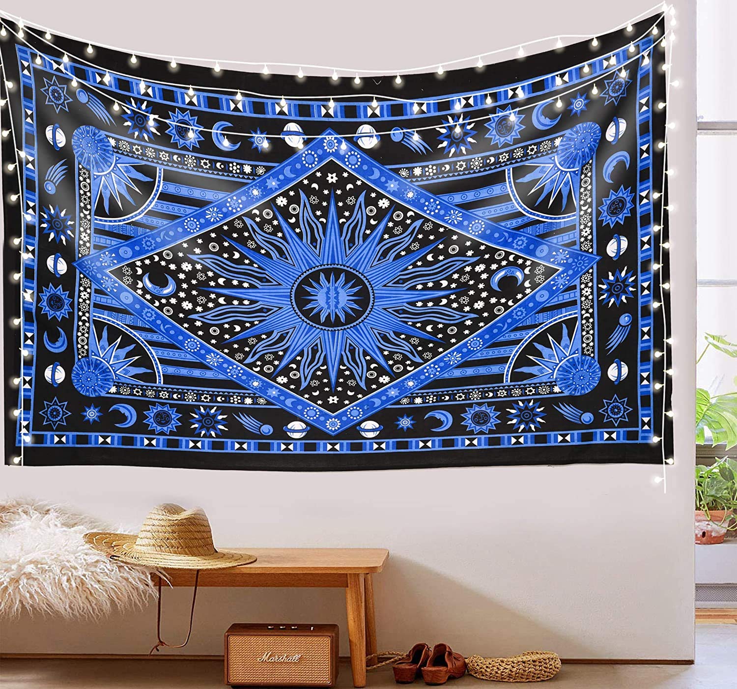 Celestial Moon Star Tapestry - Boho Wall Hanging for Bedroom & Dorm Decor