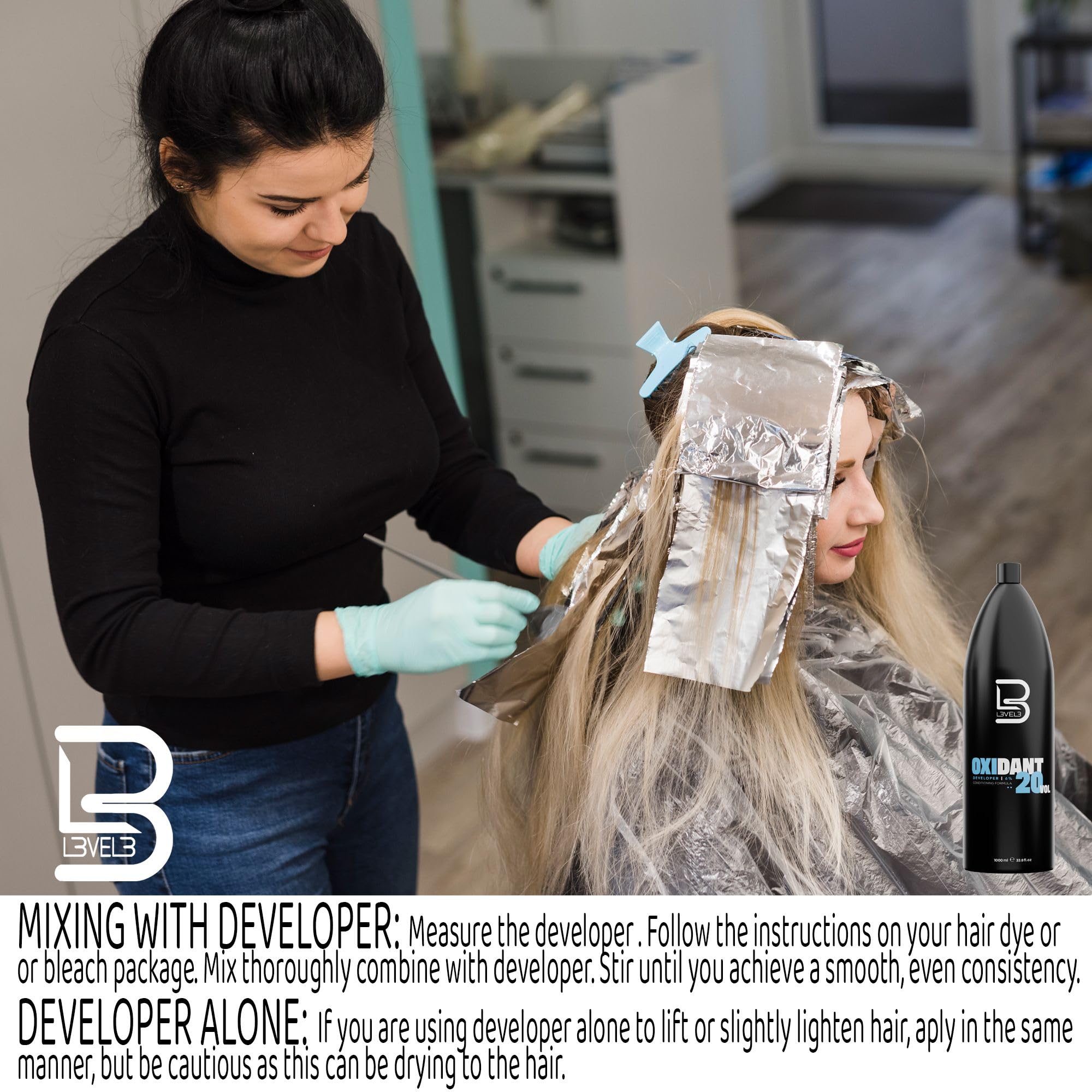 Level 3 Oxidant Hair Developer Cream - Professional Hair Dye & Bleach Developer for Salon & Home Use - Perfect for Lightening, Coloring & Highlighting Hair
