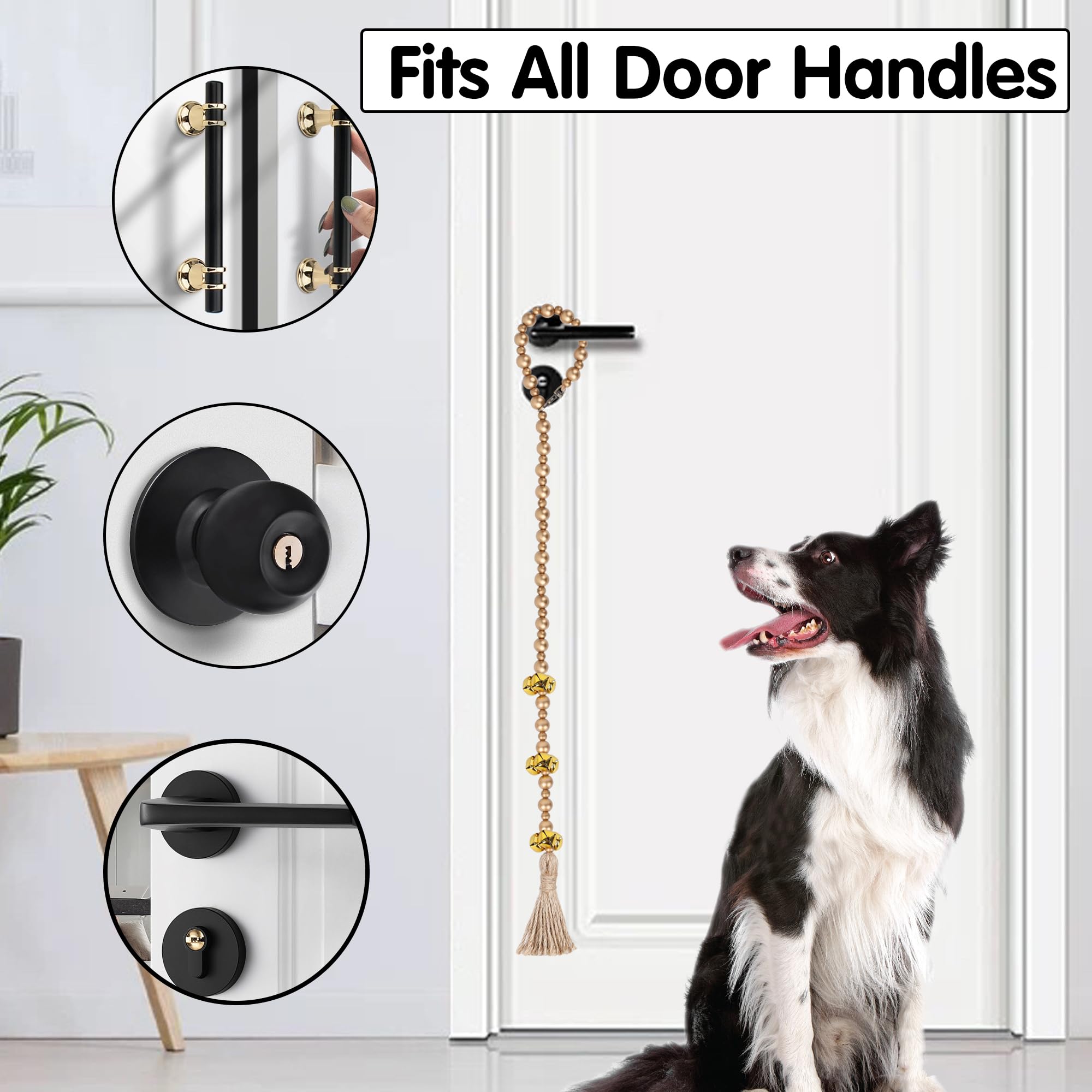 Meplait Adjustable Dog Doorbell for Potty Training - 9 Bells Hanging Pet Doorbell for Small, Medium & Large Dogs (Gold) | Indoor/Outdoor Use for Housebreaking & Behavior Training