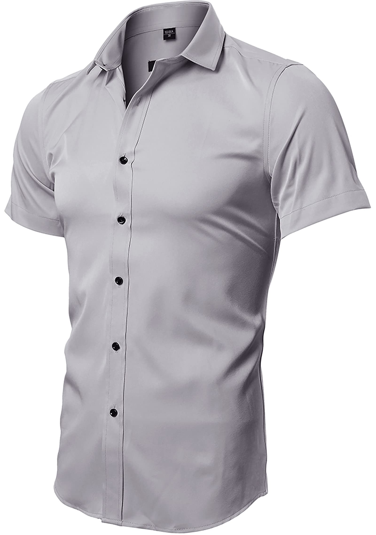 Men's Bamboo Fiber Short Sleeve Dress Shirts - Breathable, Stretchable & Comfortable Casual Button Down Shirts for Office, Business & Summer Wear