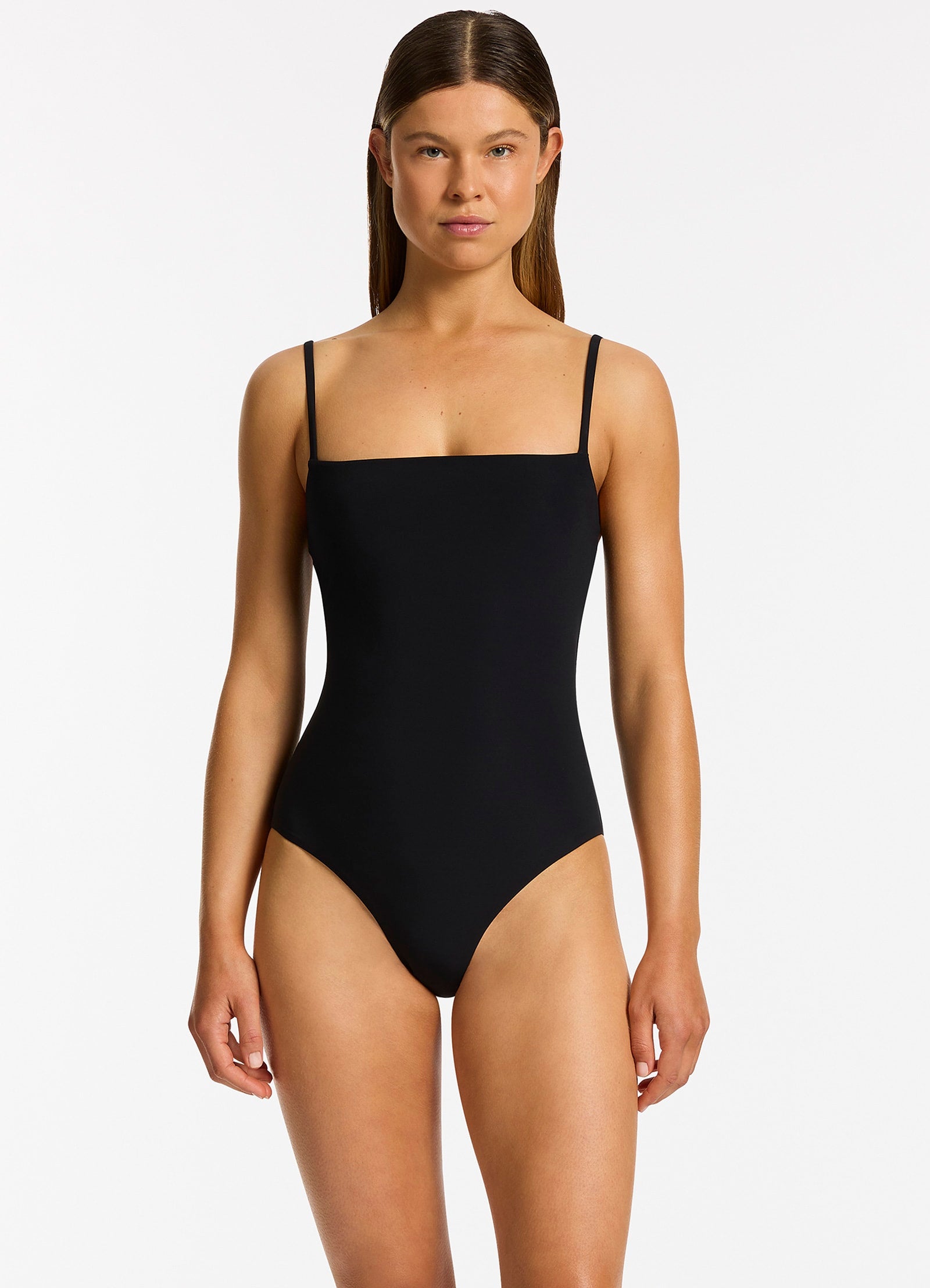 Jetset Minimalist Black Tank One Piece Swimsuit - Perfect for Beach Vacations, Pool Parties & Summer Getaways