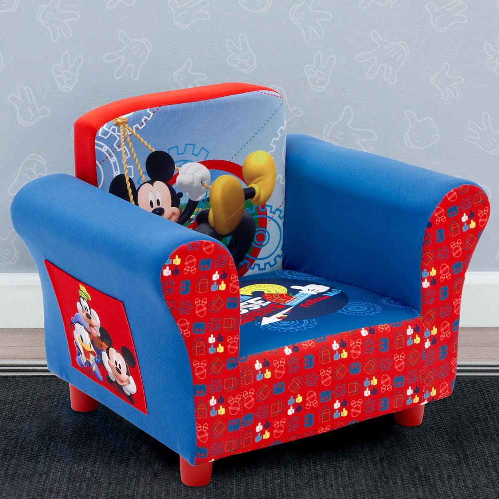 Delta Children Upholstered Chair with Disney Mickey Mouse Design - Kids Armchair for Bedroom, Playroom & Nursery - Soft Fabric Seat for Toddlers & Children (Ages 3+)