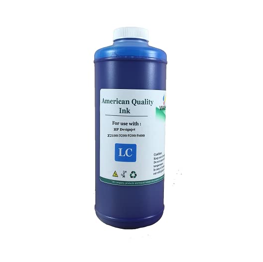 Light Cyan 1 Liter Bulk Ink Refill Bottle - Compatible with HP 70 C9390A & HP Designjet Z2100/Z3200/Z5200/Z5400 Series Printers - Ideal for Office, Graphic Design & Large Format Printing