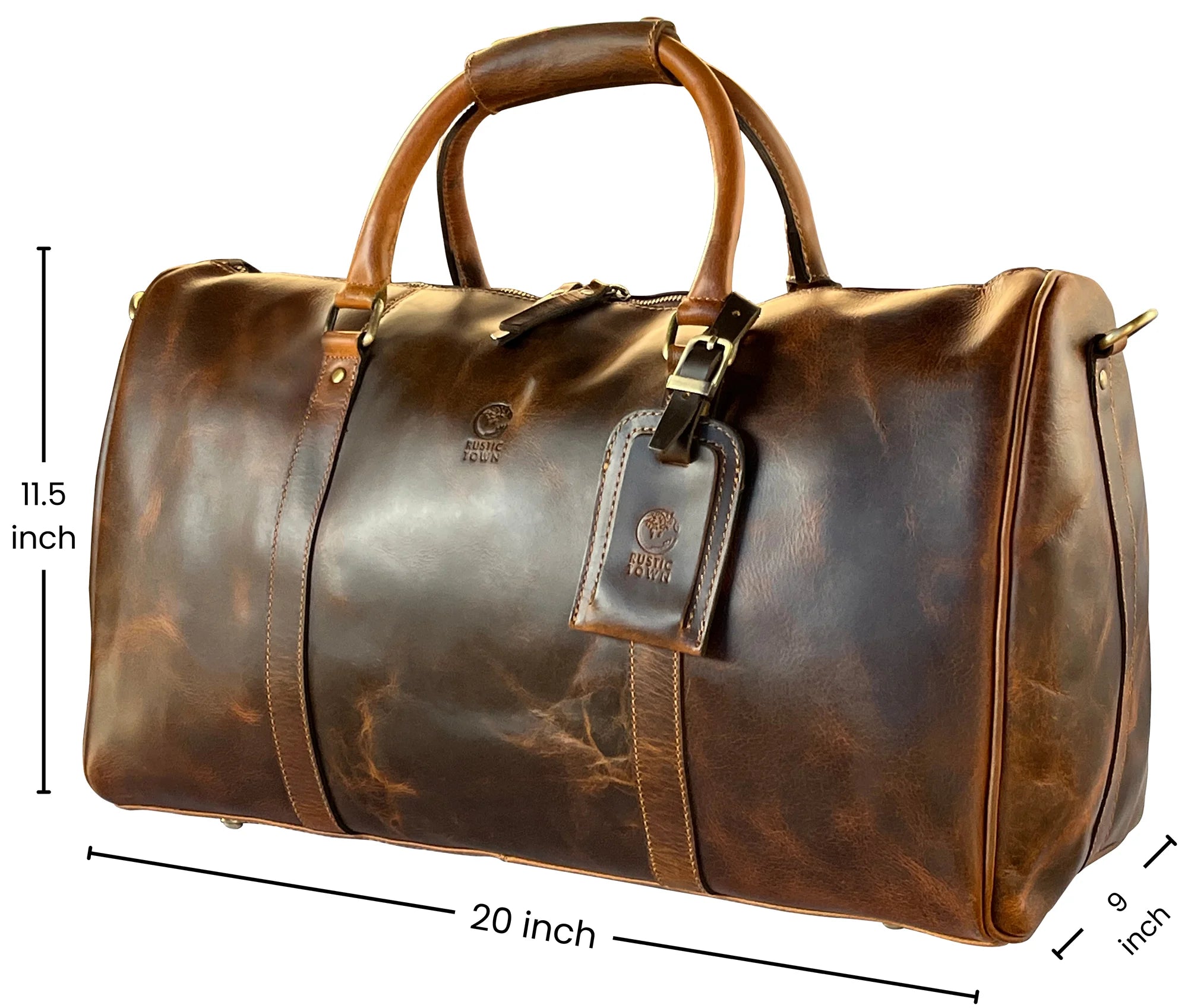 Premium Nando Adventure Leather Travel Duffle Bag for Men & Women - Waterproof Carry-On Weekender Bag with Shoulder Strap (Brown) - Perfect for Gym, Business Trips & Weekend Getaways
