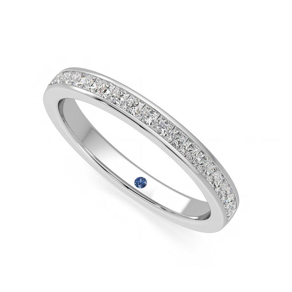 Princess Cut Moissanite Half Eternity Wedding Band - Channel Set with Anniversary Accent Stones | Perfect for Engagement Rings, Anniversary Gifts & Bridal Jewelry