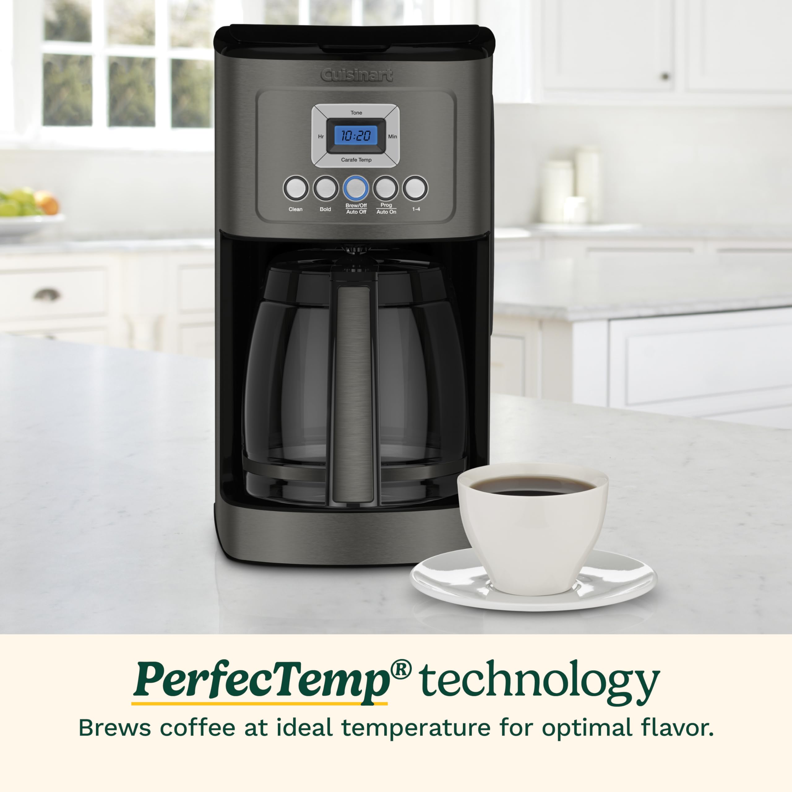 Cuisinart DCC-3200BKSP1 14-Cup Programmable Coffee Maker with PerfectTemp Technology - Black Stainless Steel - Adjustable Brew Strength & 1-4 Cup Setting - Ideal for Home, Office & Entertaining