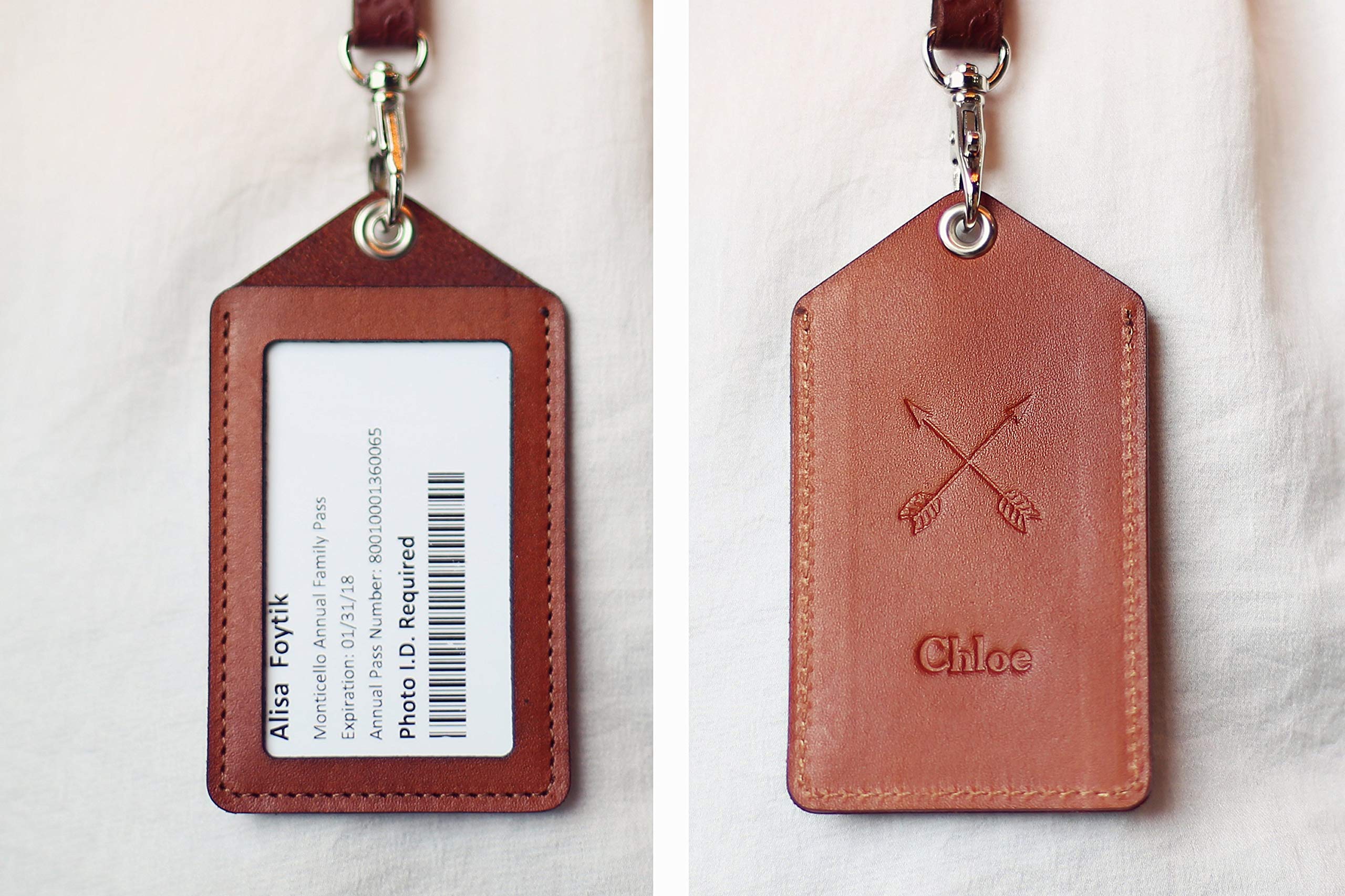 Personalized Leather ID Badge Holder - Custom Name Engraved RFID Blocking Wallet Card Case for Work, Office & Security Access