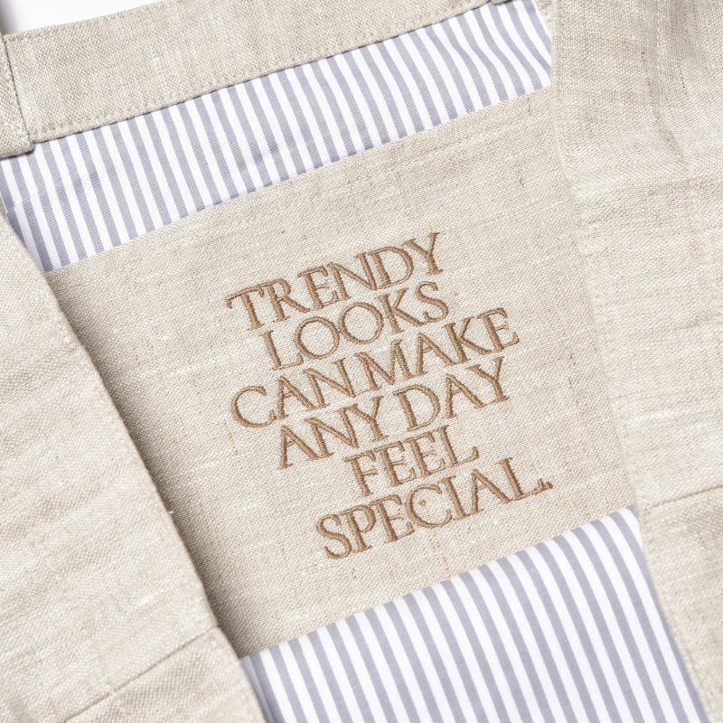 Poesia Embroidered Linen Canvas Tote Bag - Stylish & Durable Handbag for Women - Perfect for Shopping, Beach & Everyday Use