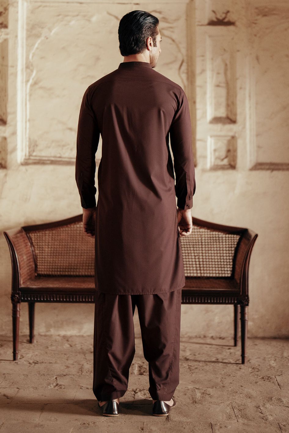 Premium Blended Dark Brown Shalwar Kameez - Traditional Pakistani Outfit for Men - Perfect for Weddings, Eid & Special Occasions