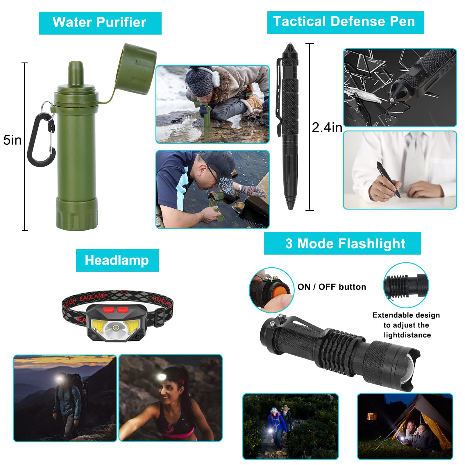 Professional Survival Gear Kit & Large Camping Backpack with First Aid - Essential Outdoor Adventure Equipment for Hiking, Emergency Preparedness & Wilderness Exploration