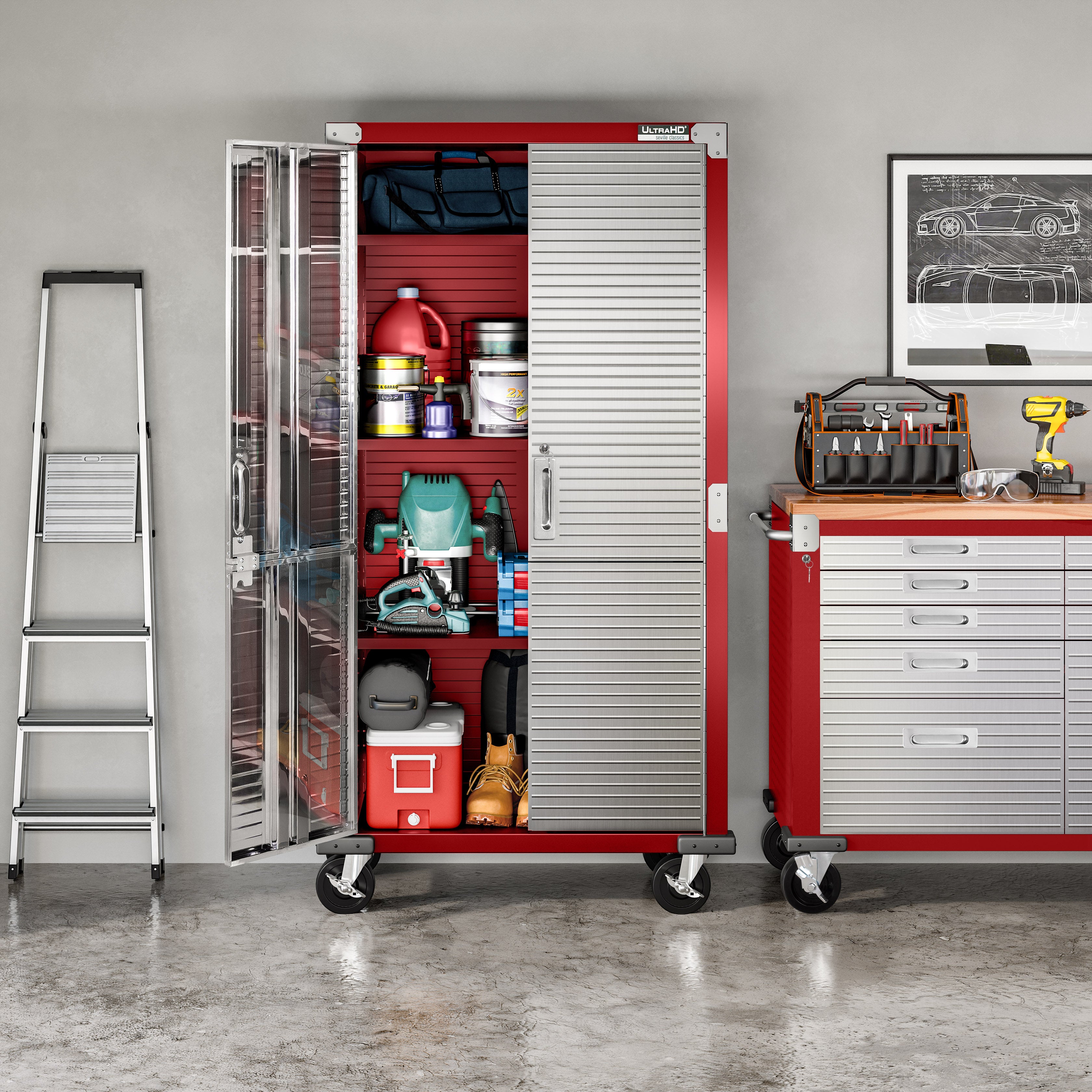 UltraHD® 11-Drawer Rolling Workbench with Locking Wheels - Heavy Duty Mobile Tool Cabinet for Garage, Workshop & DIY Projects - Perfect for Mechanics, Craftsmen & Home Improvement