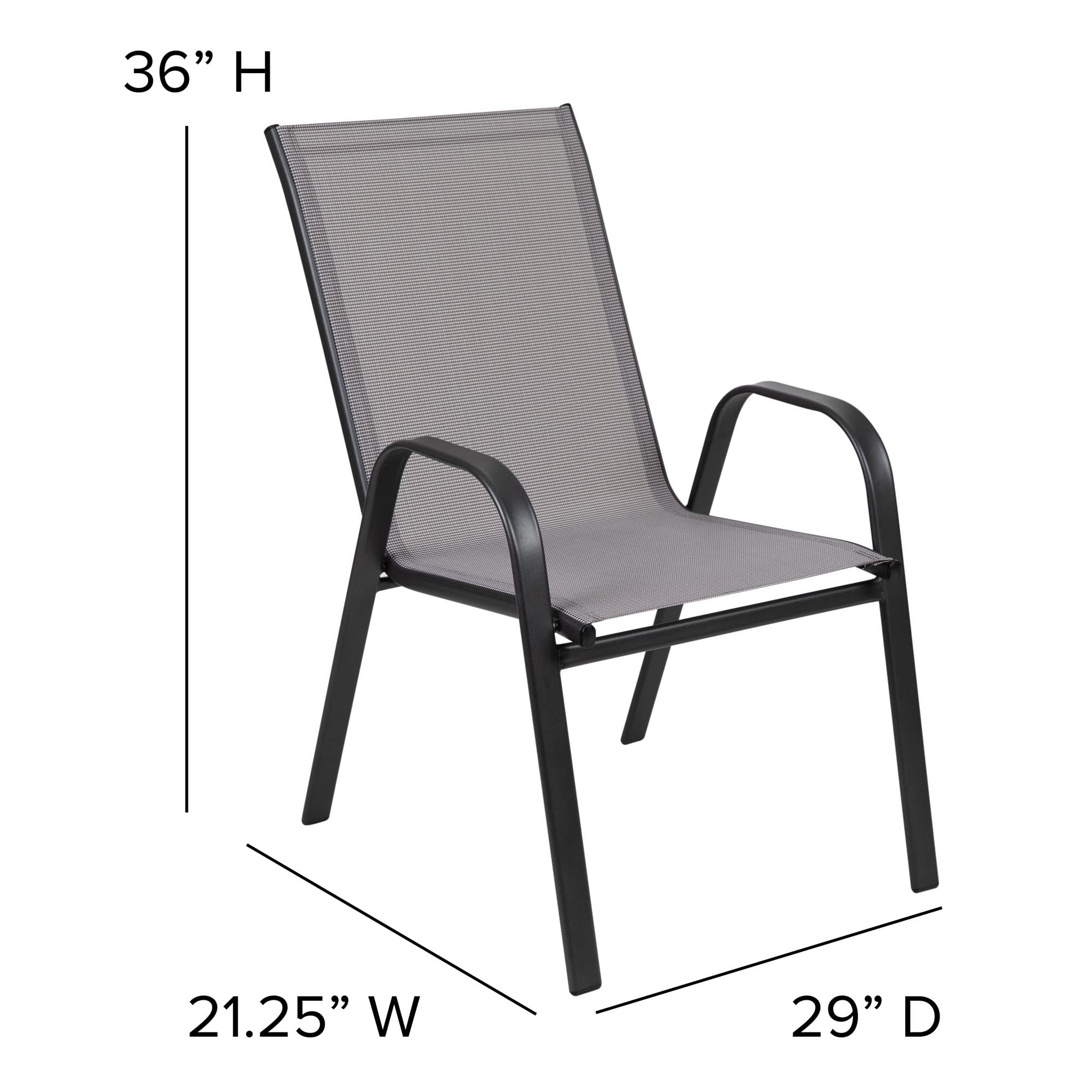 Flash Furniture Brazos 3-Piece Outdoor Patio Dining Set with 2 Gray Flex Comfort Stackable Chairs & 23.75