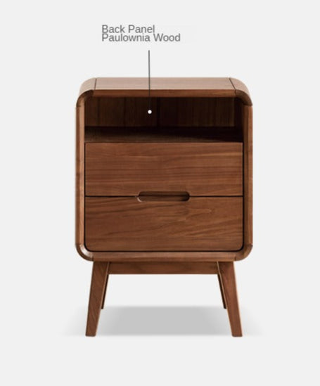 Black Walnut Solid Wood Modern Nightstand - Small Bedside Table with Storage Drawer for Bedroom, Living Room, or Office
