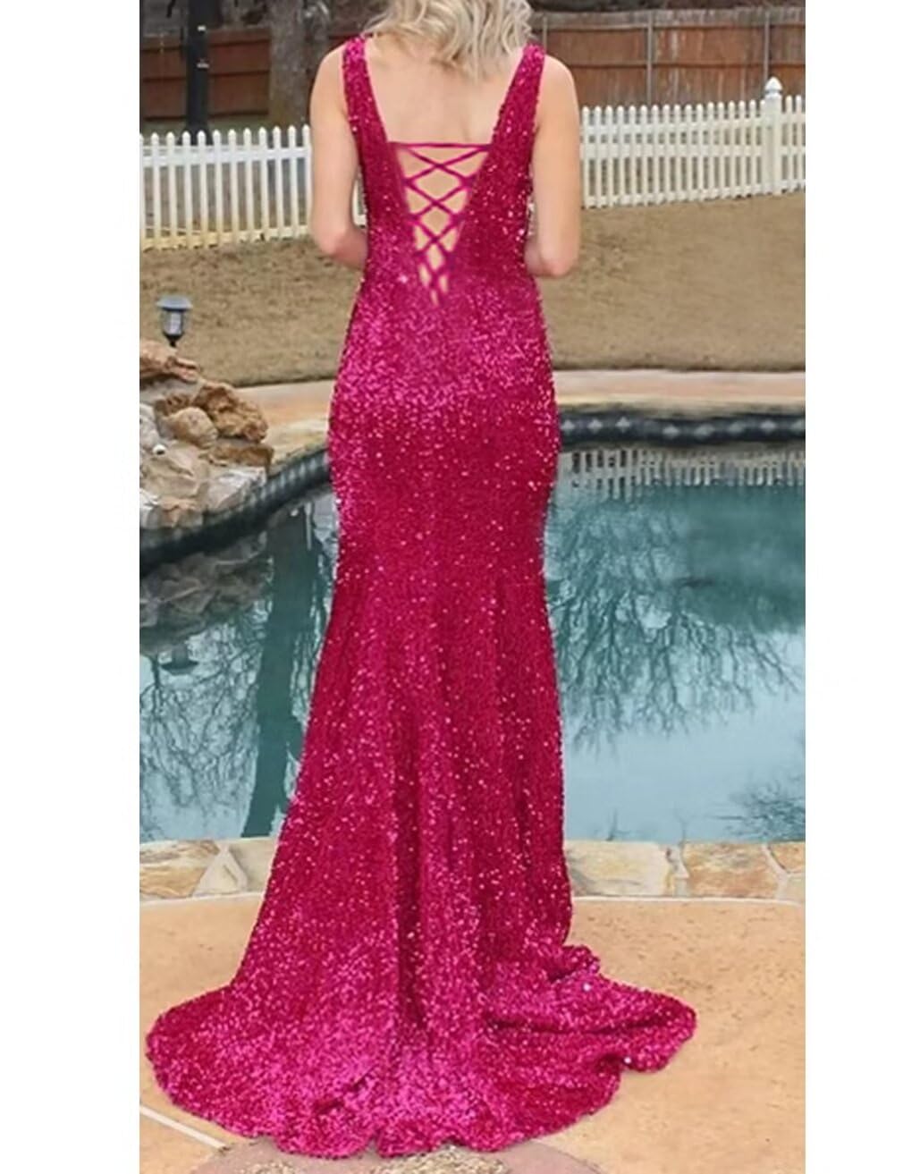 Elegant Women's Sequined Formal Long Mermaid Evening Gown - Sparkly Prom, Graduation & Party Dress for Special Occasions