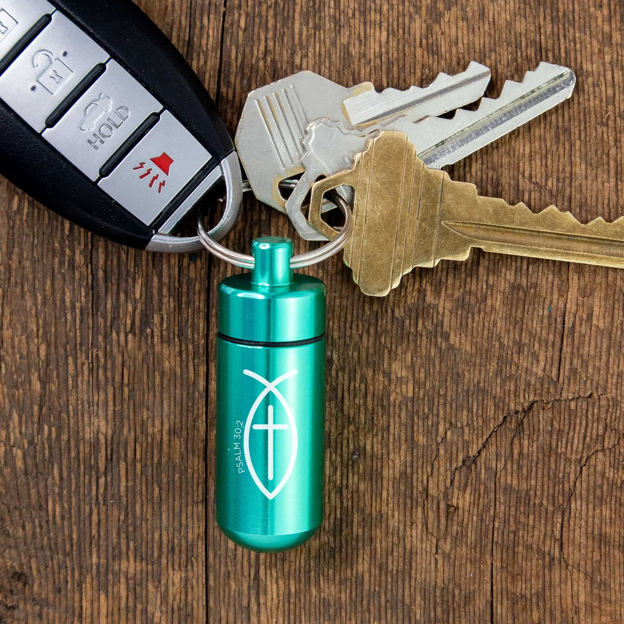 Turquoise Pill Keychain - Waterproof Metal Travel Case for Medicine Storage | On-the-Go Organizer