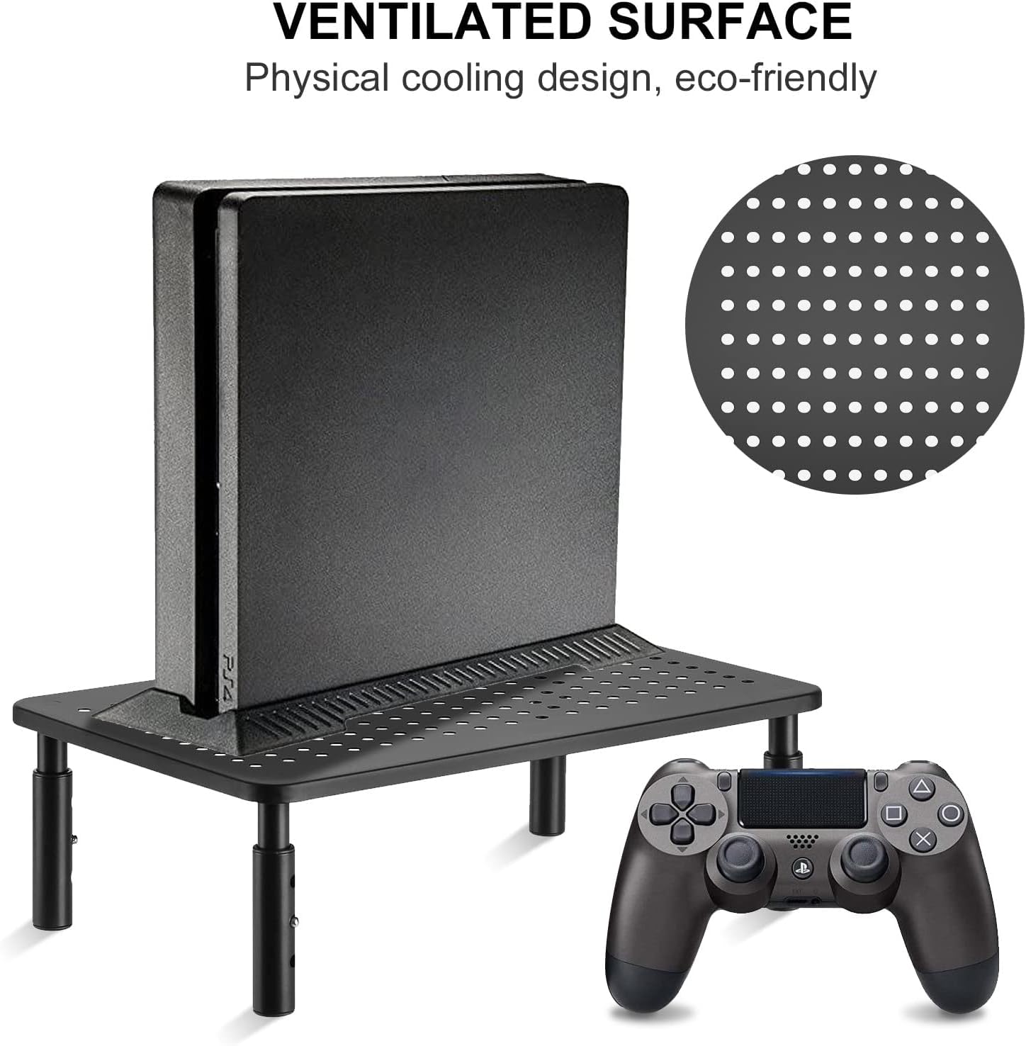 Suptek Adjustable Monitor Stand Riser - Ergonomic Vented Metal Platform for Computer, Laptop, Printer & Flat Screen Displays - 3 Height Settings with Under Desk Storage - Perfect for Home Office & Workspace Organization (MST003)