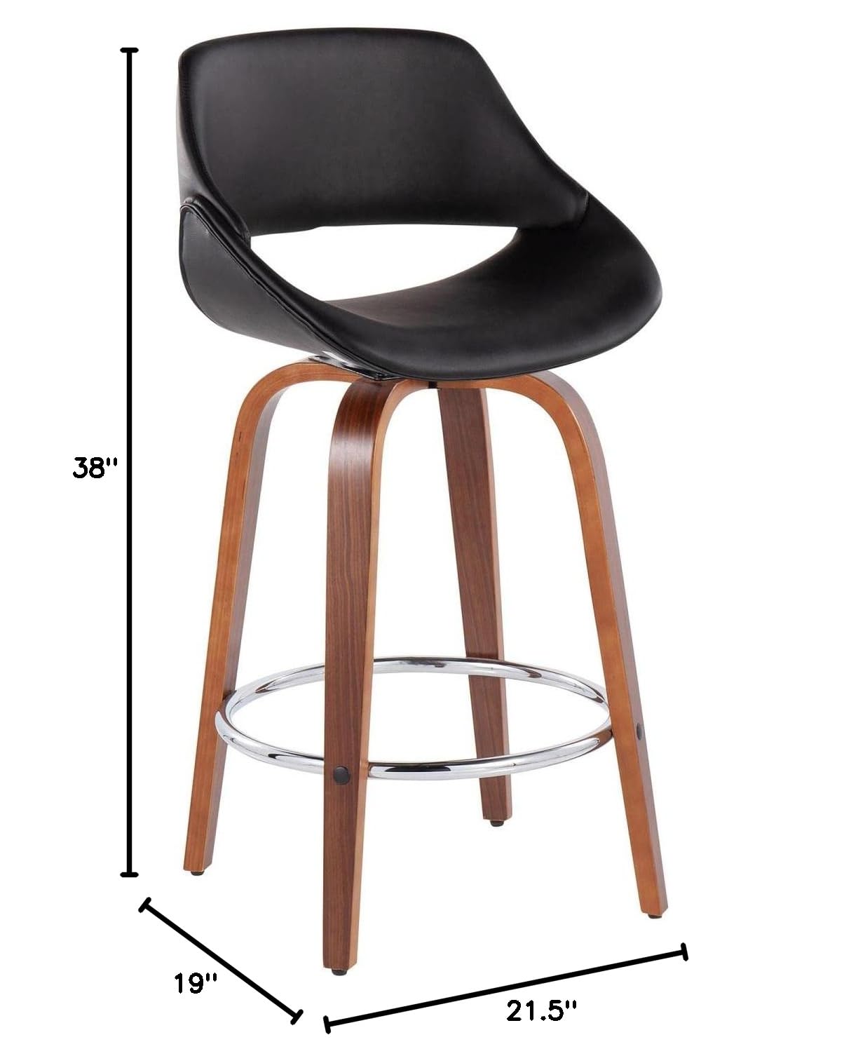 LumiSource Walnut Wood Counter Stools Set of 2 - 24