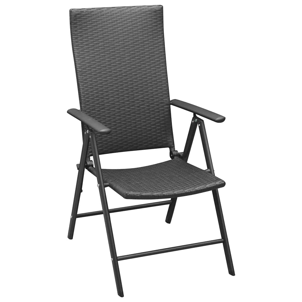3-Piece Black Garden Dining Set - Patio Collapsible Table & Chairs for Backyard, Porch, Balcony | Fast Shipping | Perfect for Outdoor Dining, Poolside Relaxation & Garden Parties