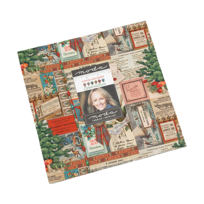 Cathe Holden Christmas Faire Fabric Layer Cake - Premium Holiday Quilting Cotton for DIY Christmas Decorations, Stockings & Table Runners - Perfect for Seasonal Crafts & Quilting Projects