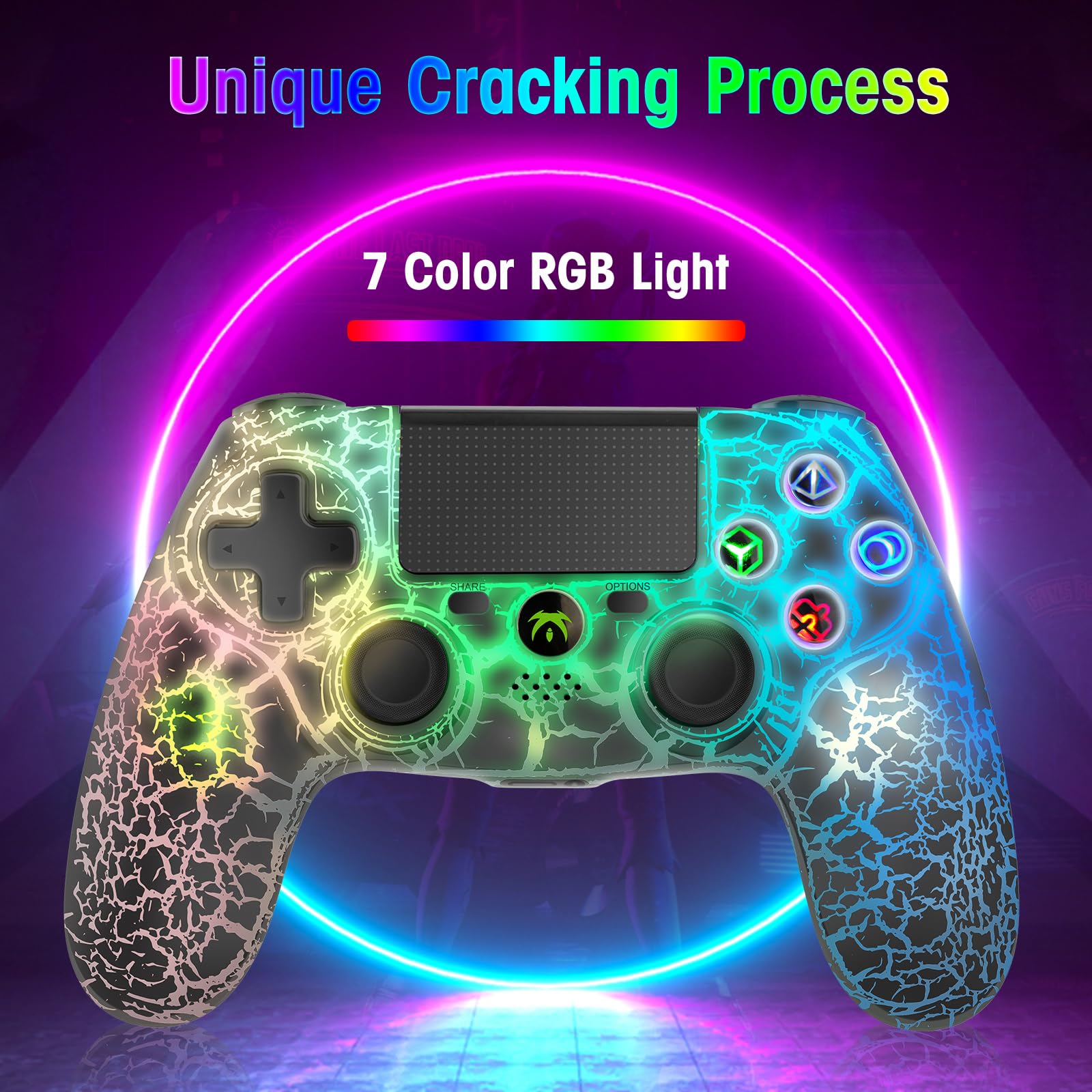 DYONDER Wireless PS4 Controller - Dual Vibration, 6-Axis Motion Sensor, Audio Function - Compatible with PS4/PC/iOS (Black) | Perfect for Gaming, Streaming & Multiplayer Sessions