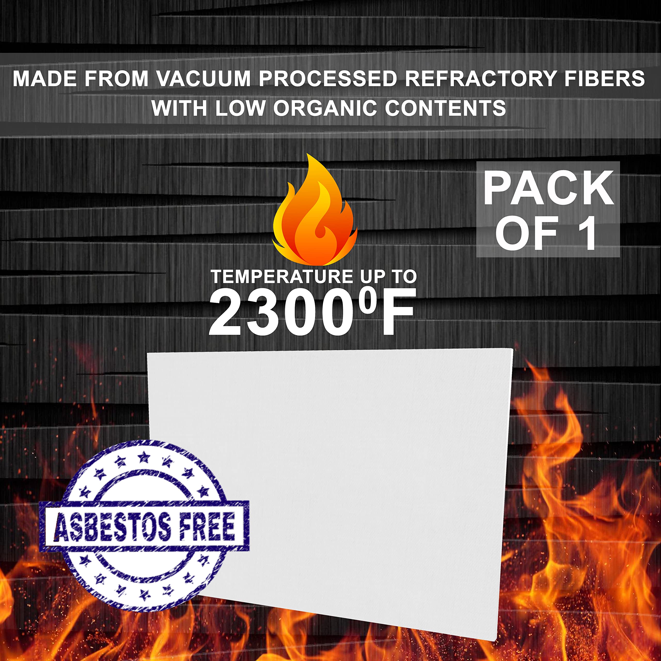 High Temperature Ceramic Fiber Insulation Board - 2300°F Fireproof - 1/2