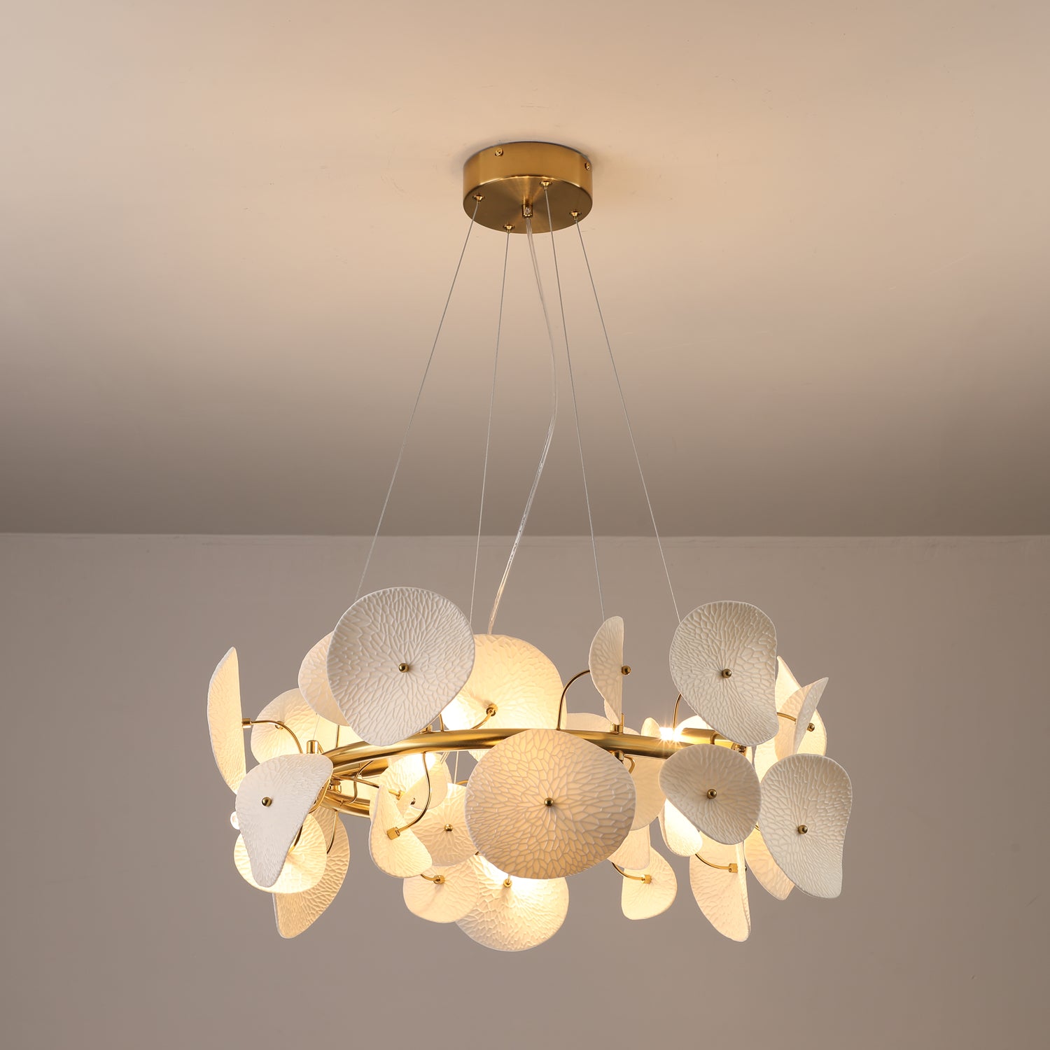 Elegant Lotus Petal Crystal Chandelier - Modern Floral Ceiling Light Fixture for Dining Room, Bedroom, or Living Room Decor